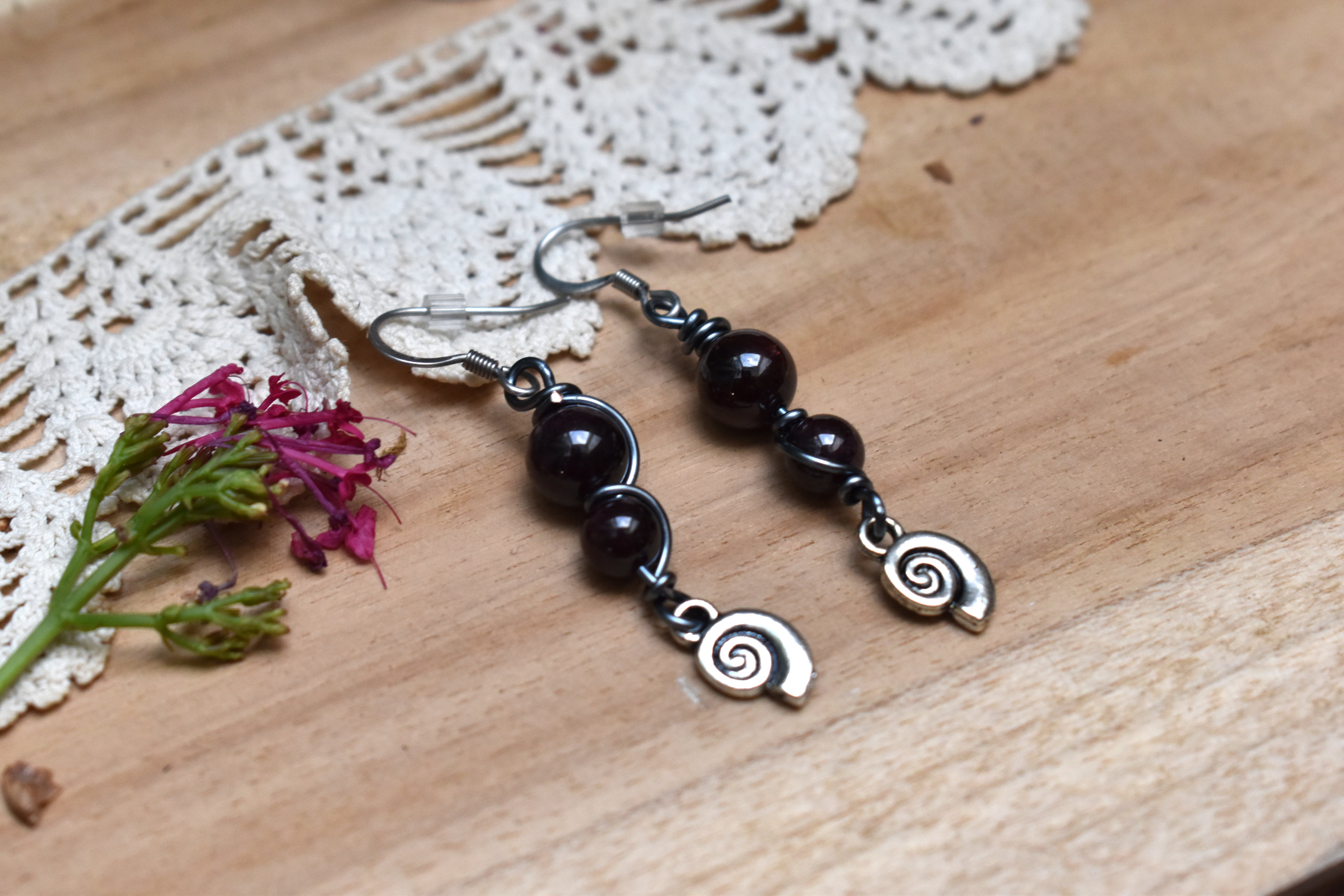 Boucles d'Oreilles ~Elys~ Grenat