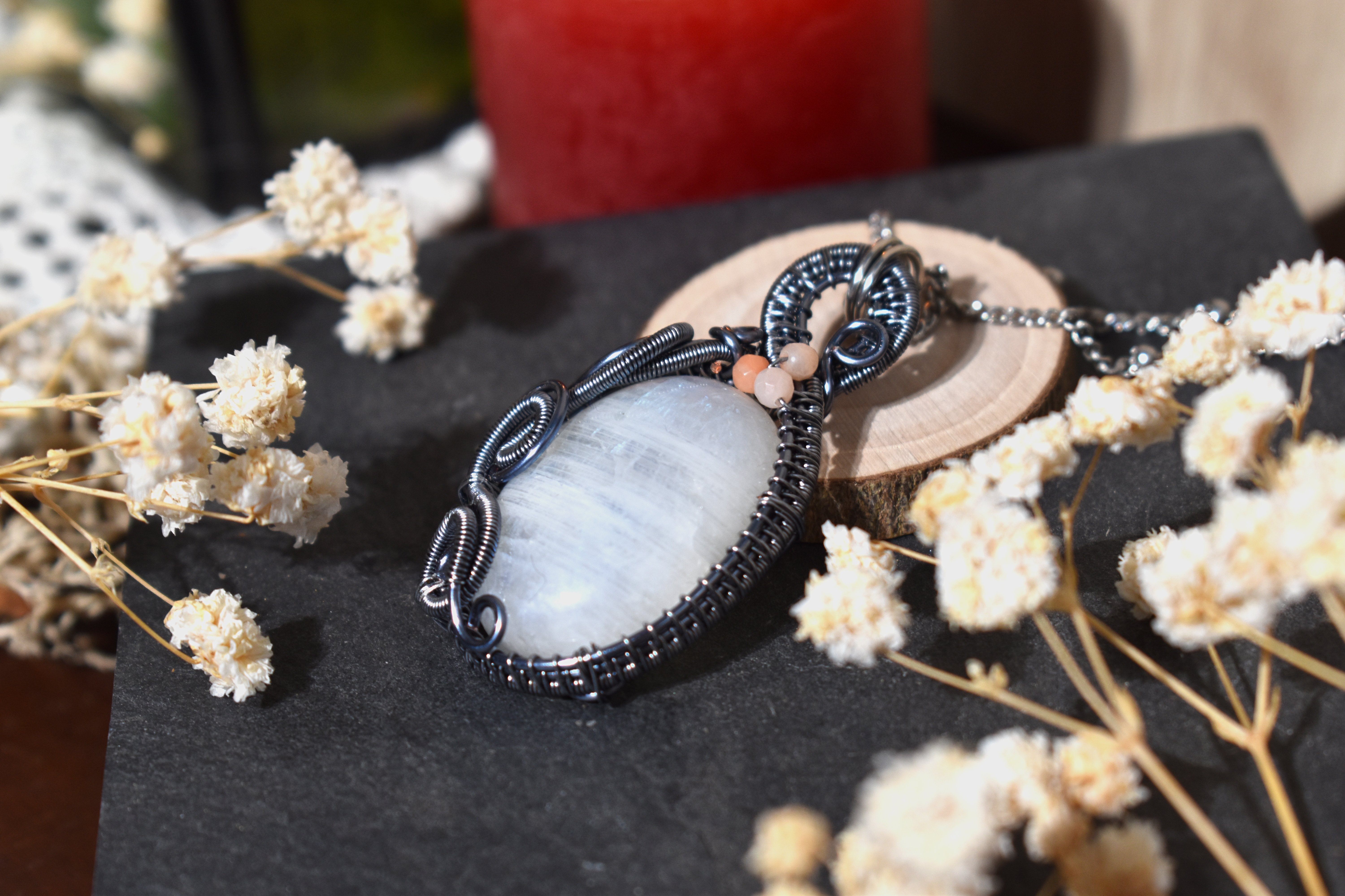 Collier ~Coeur de Givre~ Péristérite 