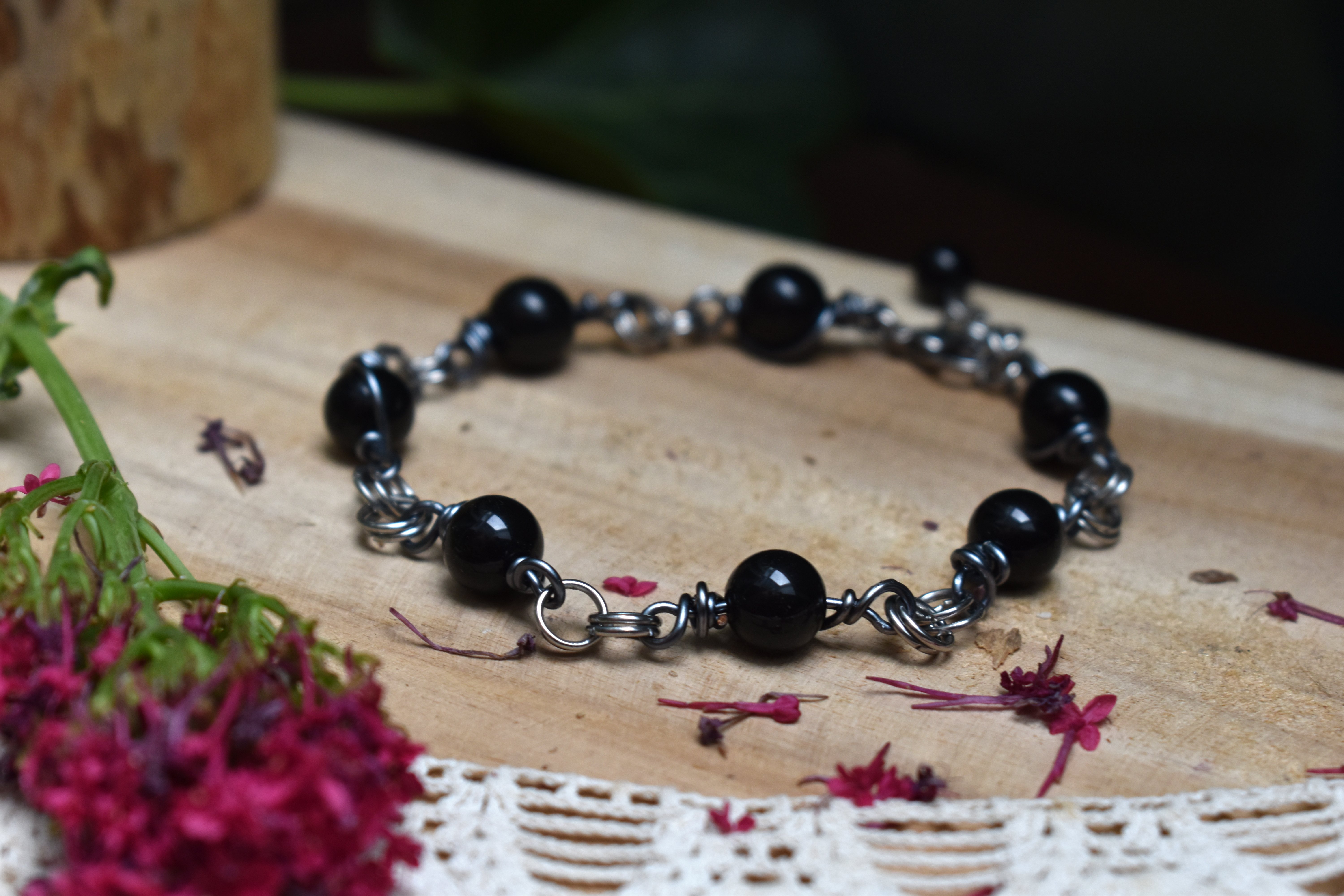 Bracelet ~Perséphone~ Obsidienne 
