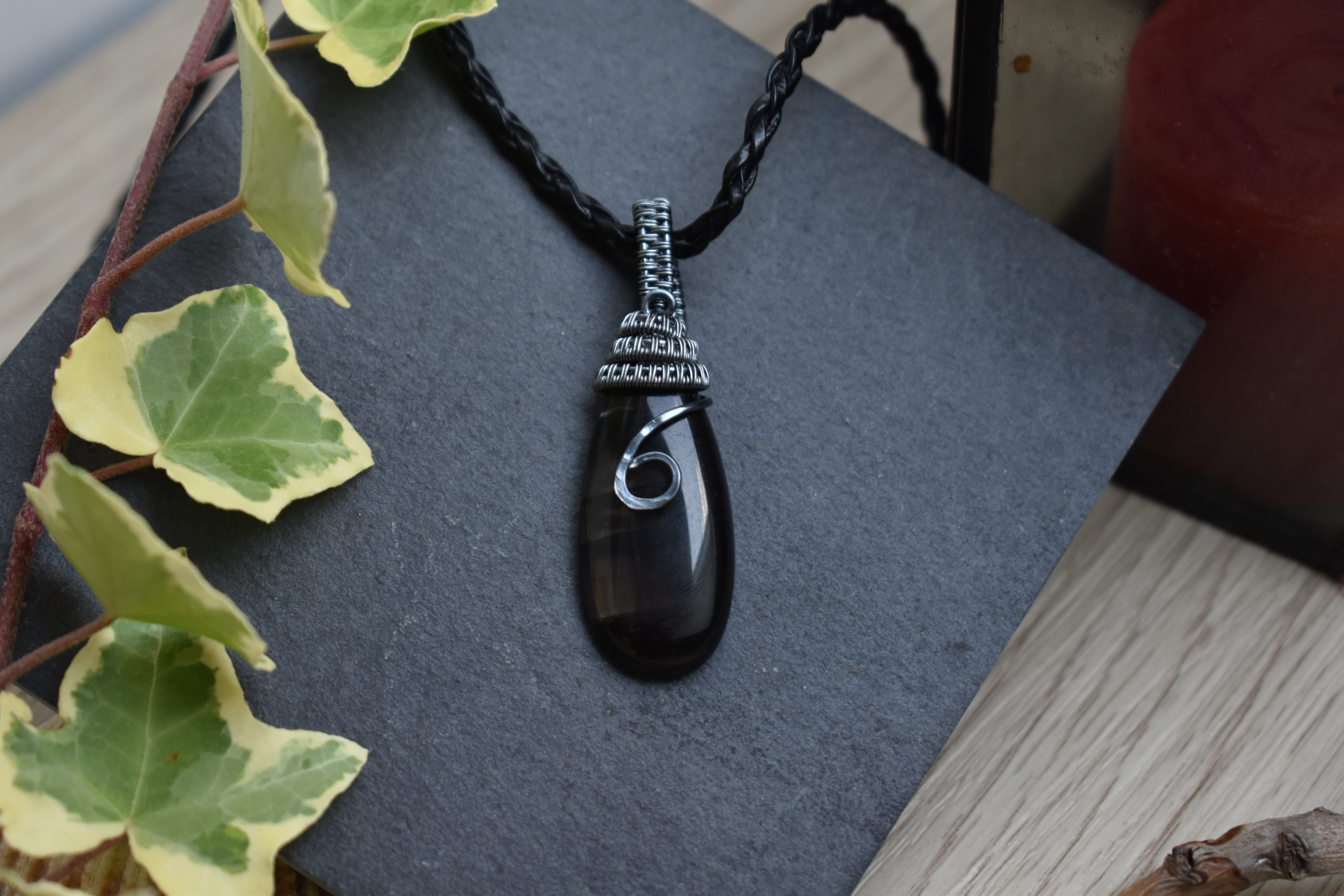 Pendentif ~Gardien du Souffle~ Obsidienne 