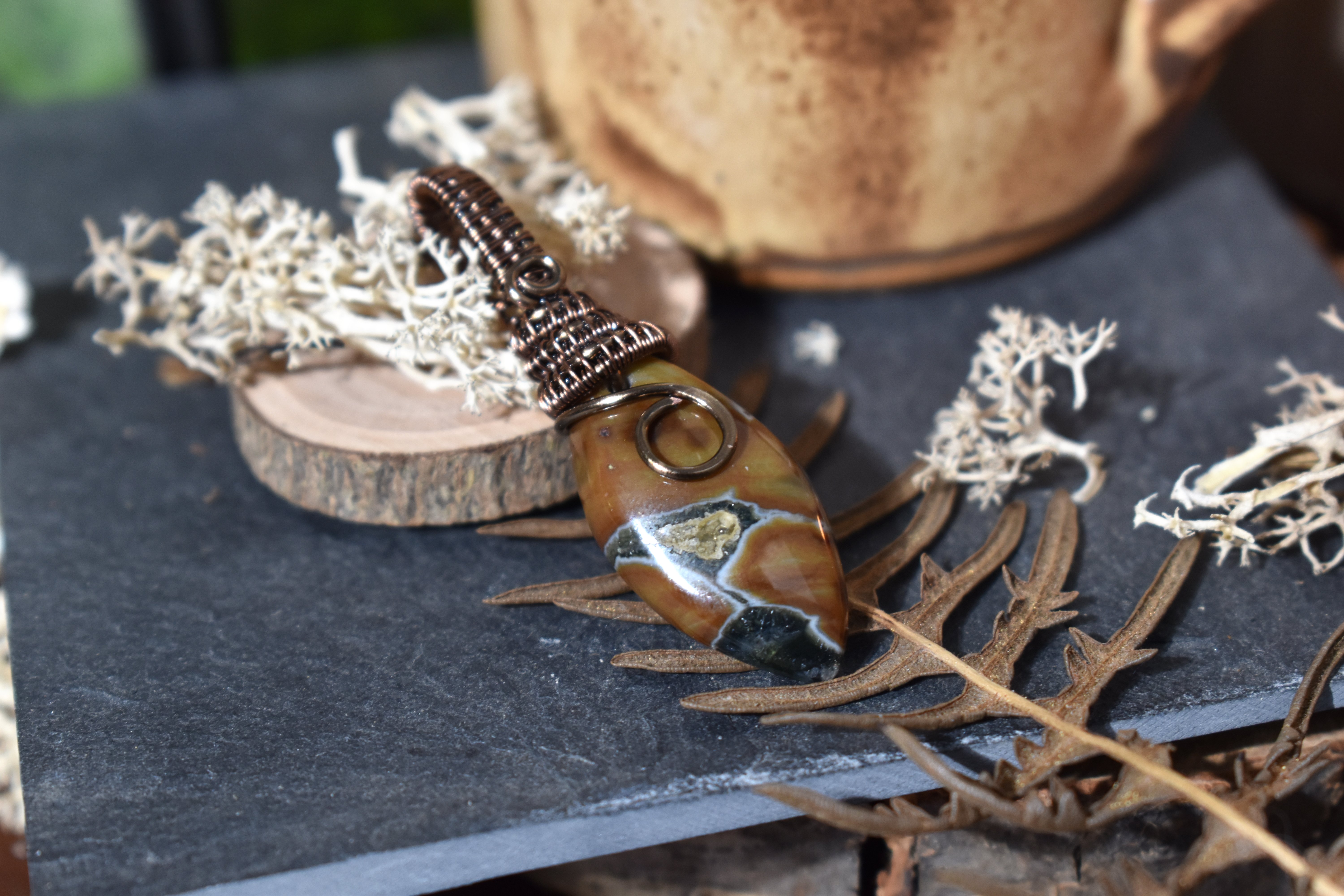 Pendentif ~Gardien du Souffle~ Jaspe Océan