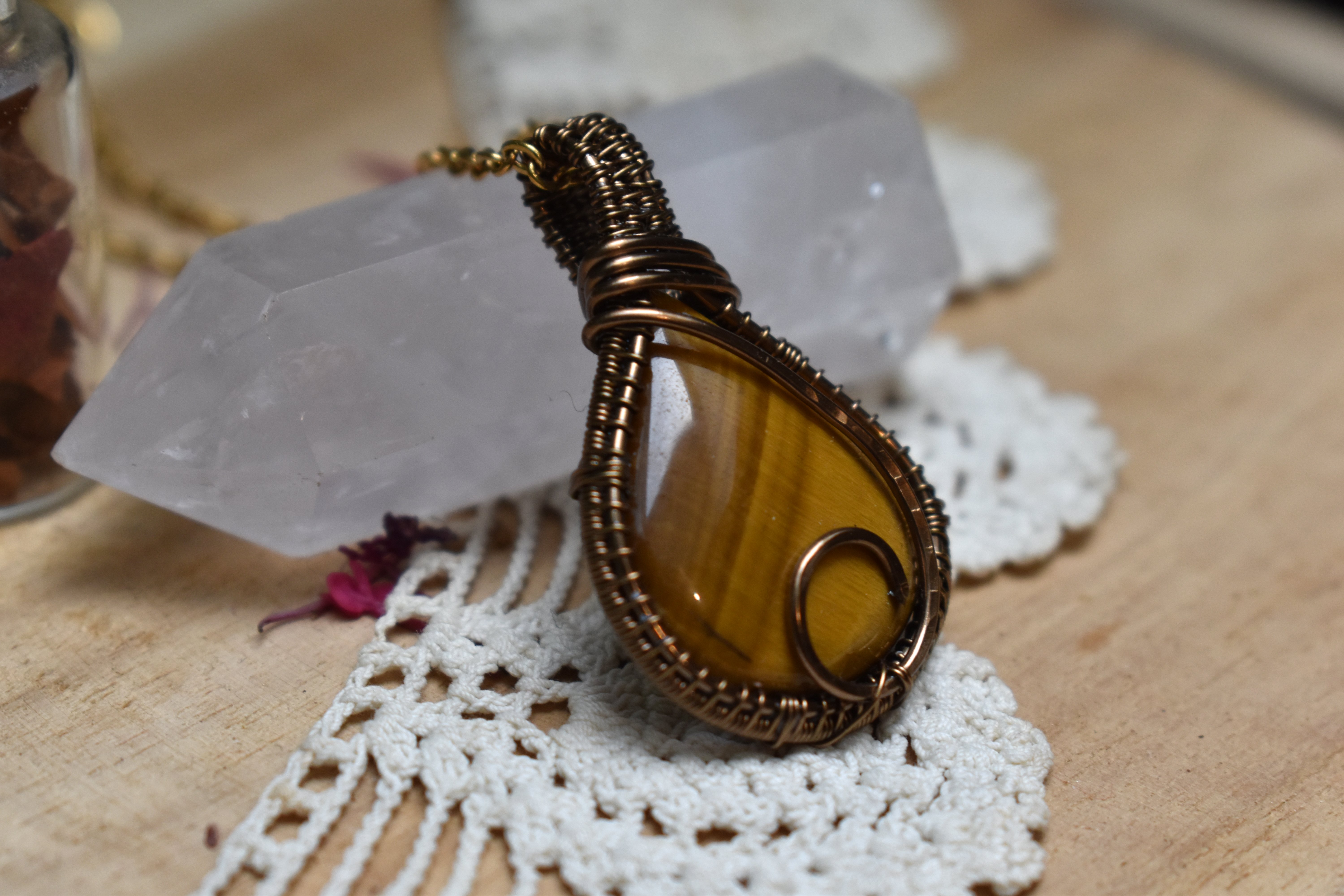 Collier ~Athéna~ Oeil de Tigre 