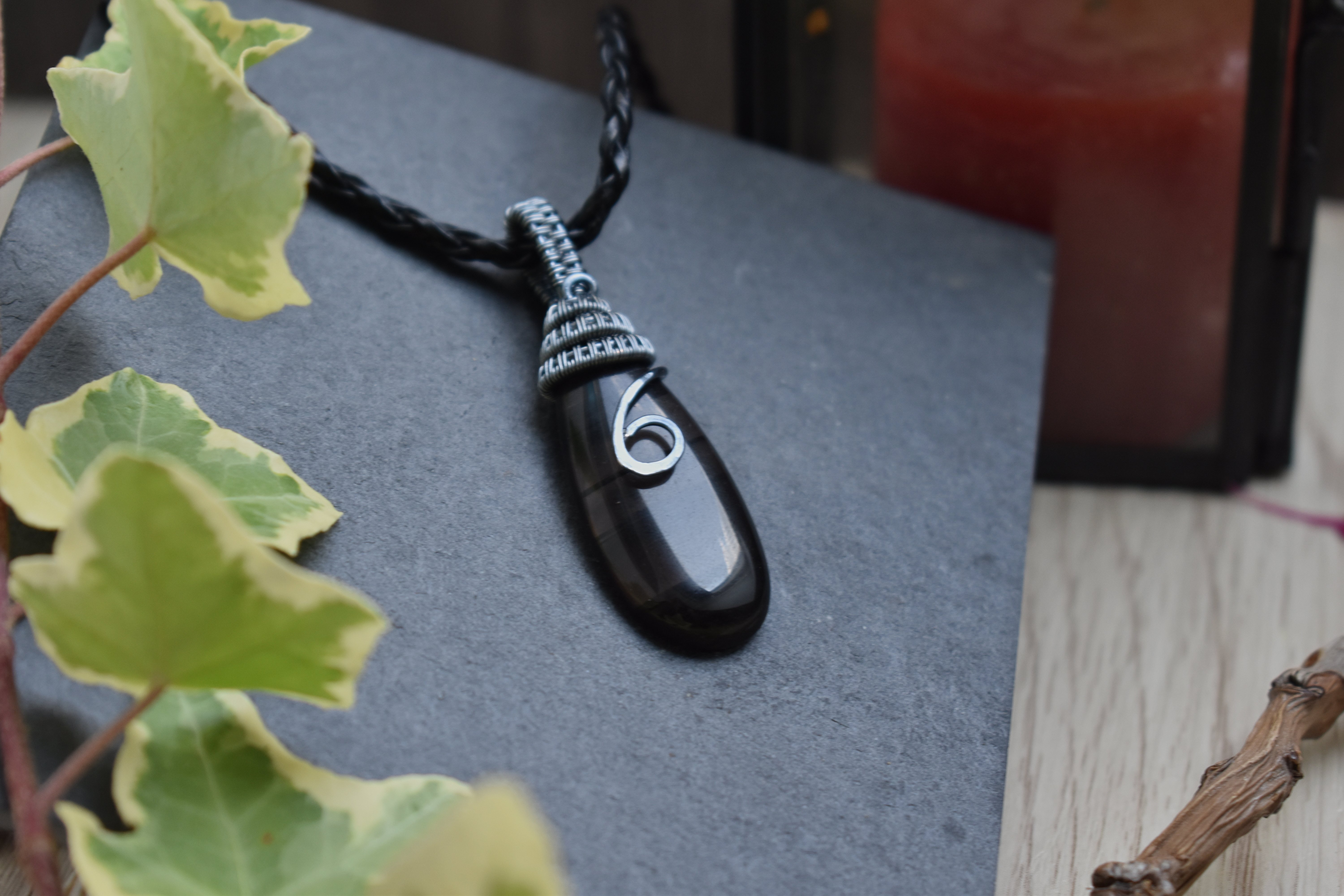 Pendentif ~Gardien du Souffle~ Obsidienne