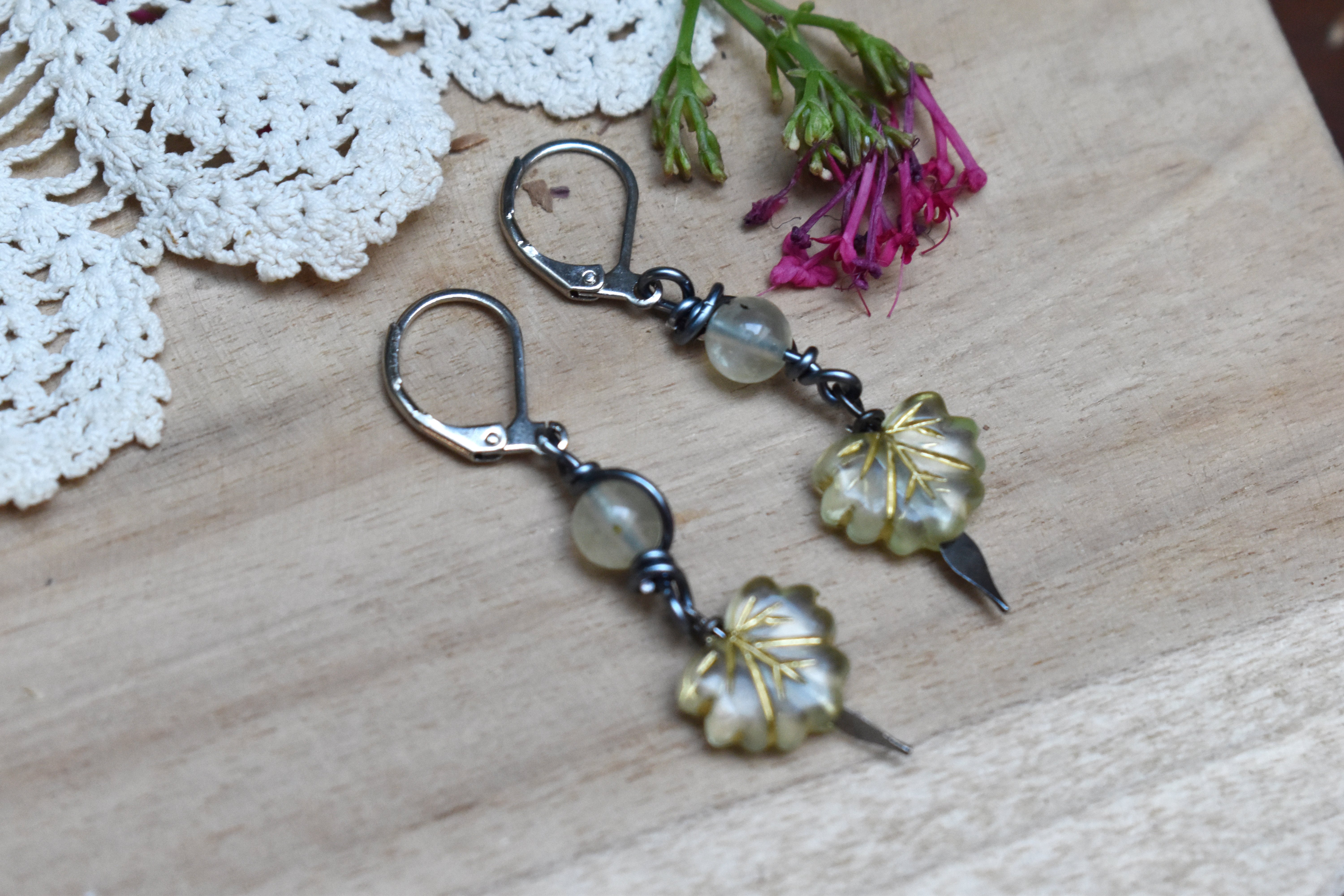 Boucles d'Oreilles ~Lyséa~ Prehnite