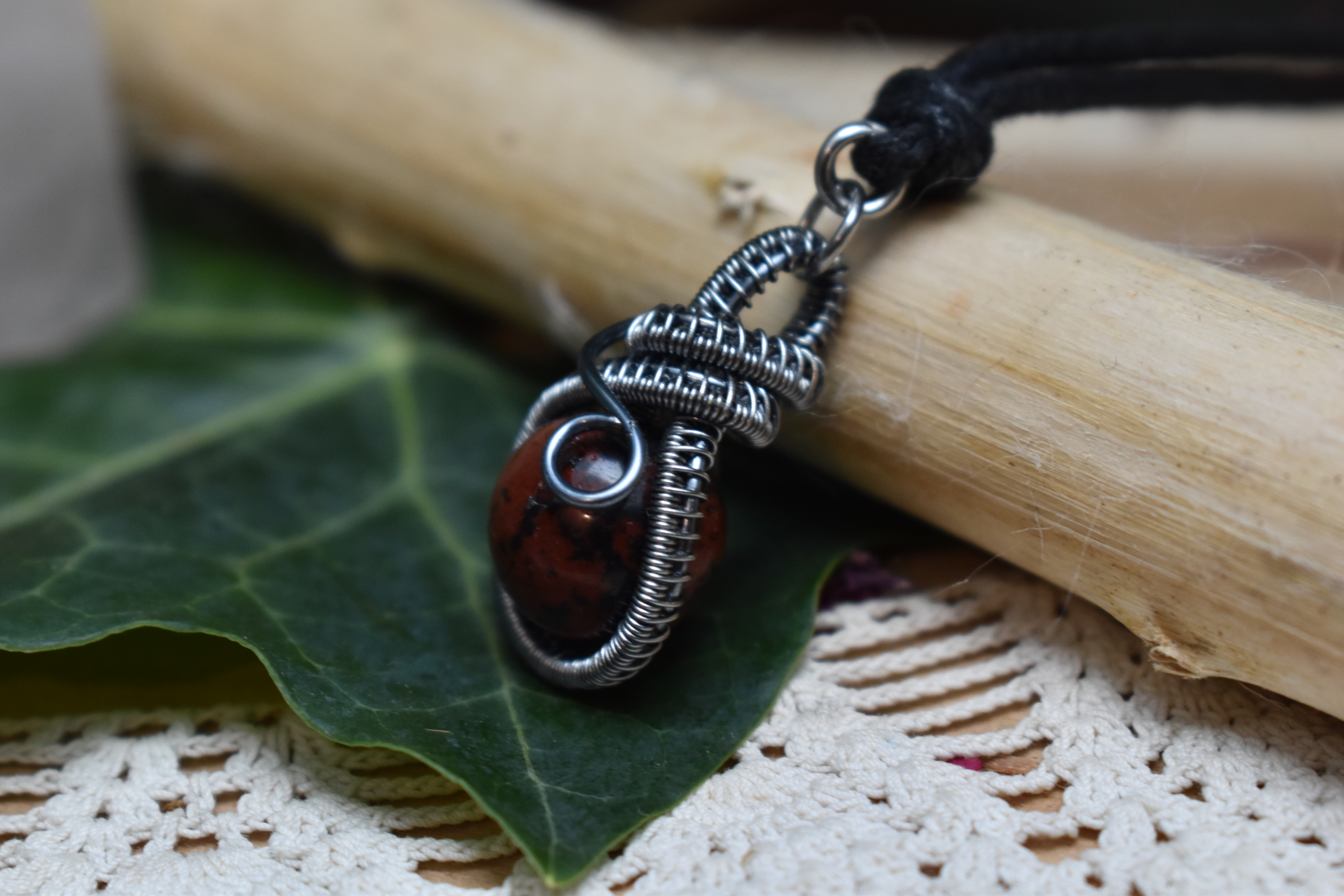 Pendentif ~Fidget~ Obsidienne Acajou