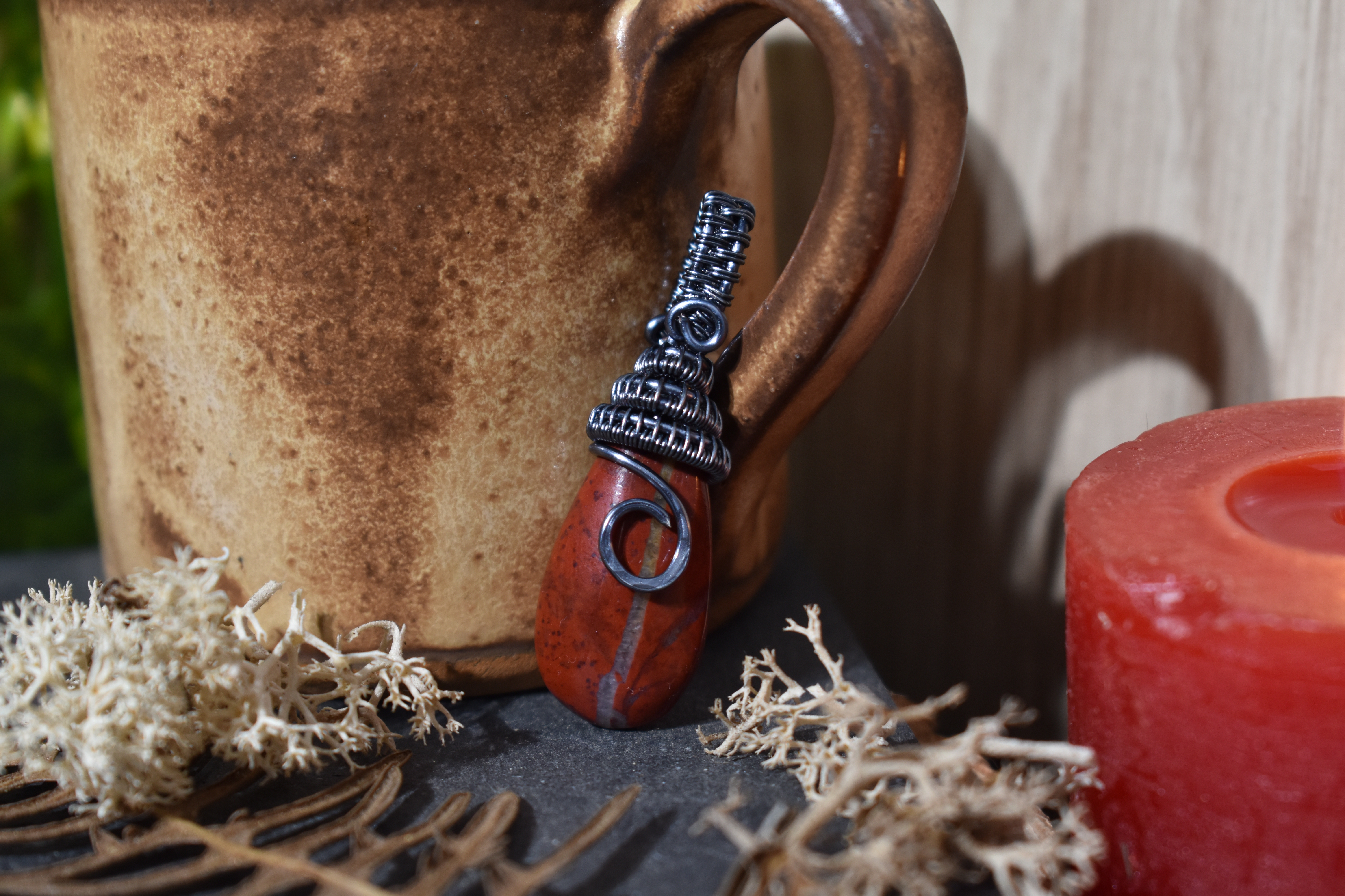 Pendentif ~Gardien du Souffle~ Jaspe Rouge