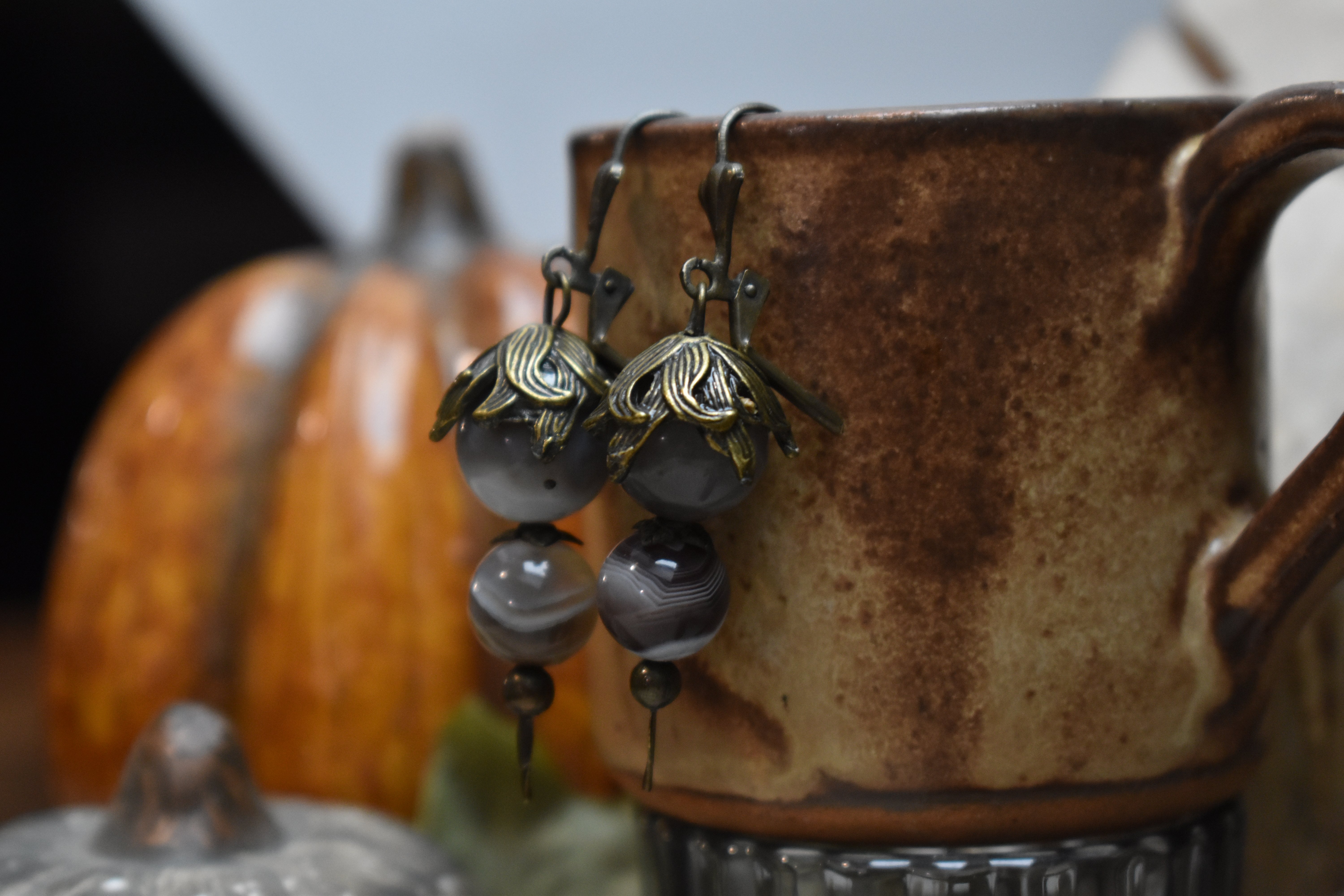 Boucles d'Oreilles ~Floralys~ Agate 