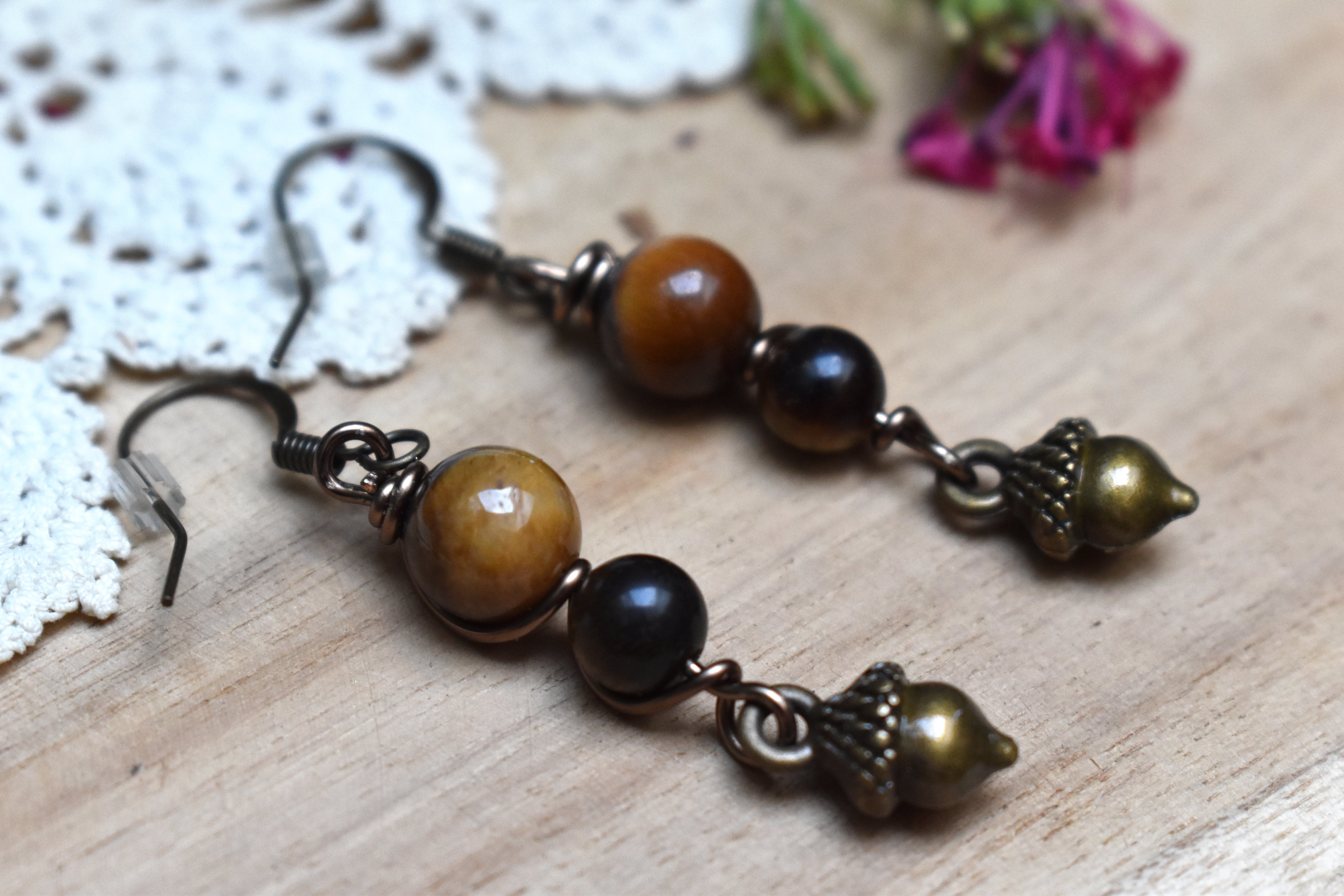 Boucles d'Oreilles ~Elys~ Oeil de Tigre