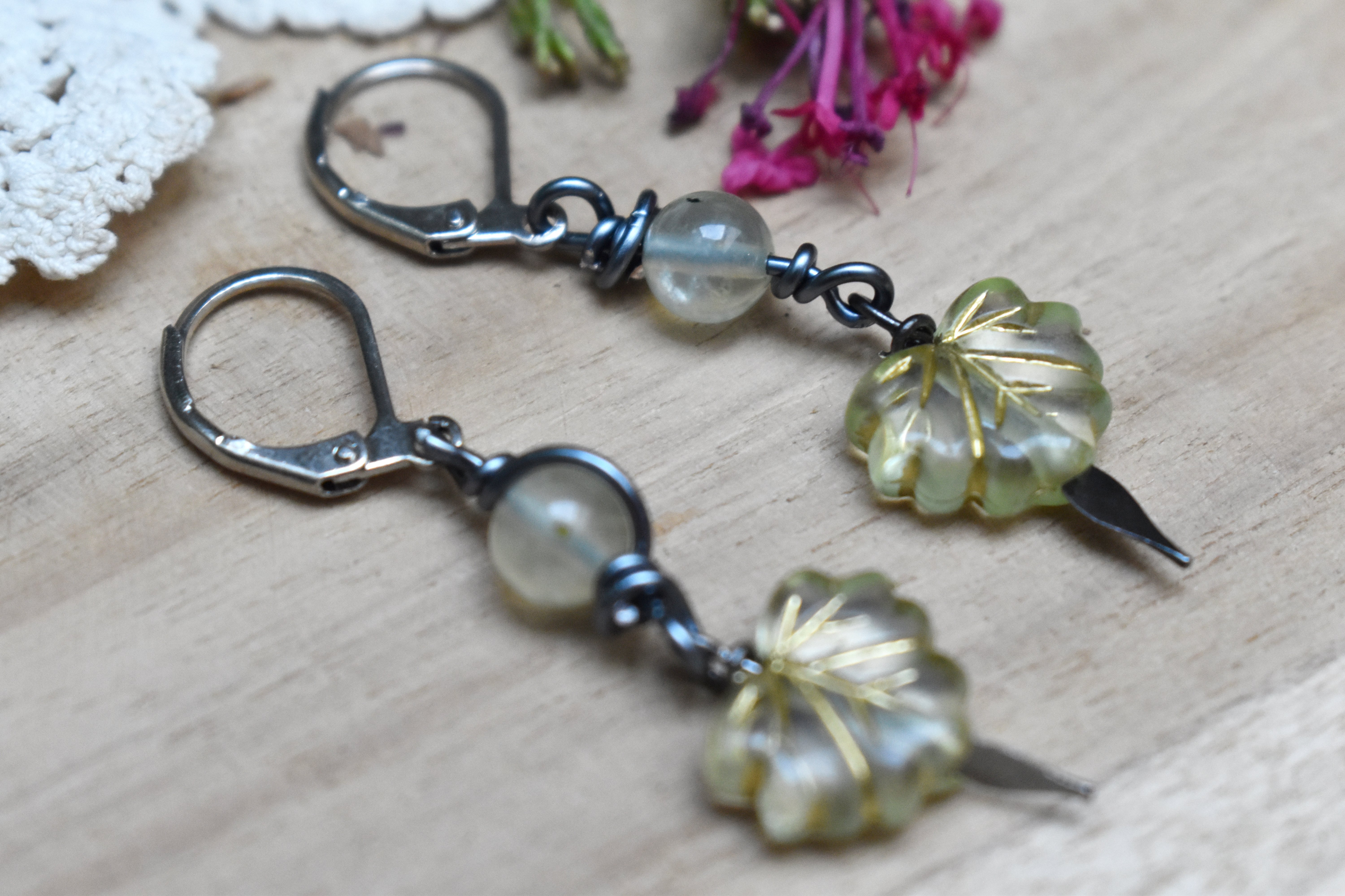 Boucles d'Oreilles ~Lyséa~ Prehnite