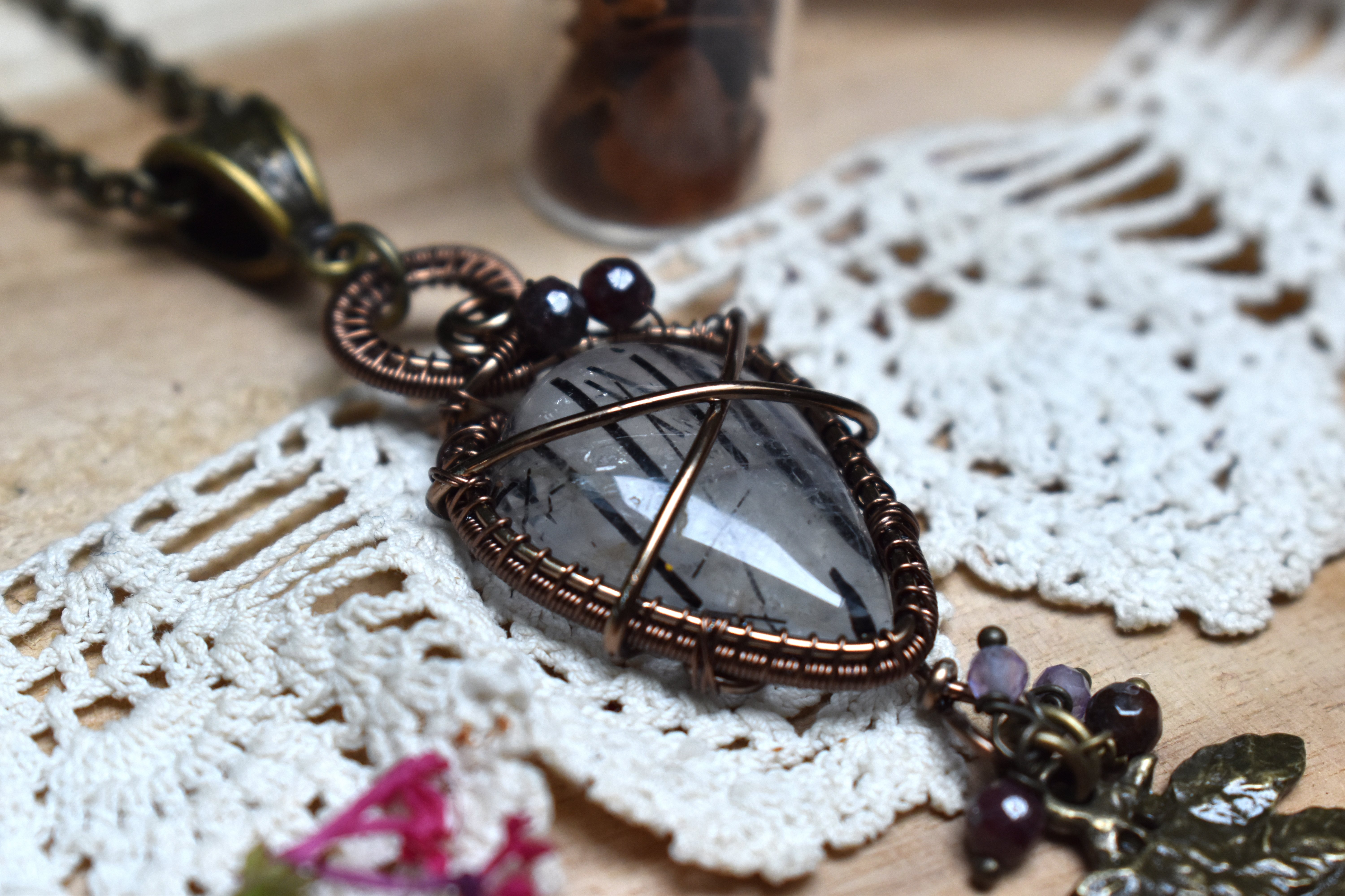 Sautoir ~Emprunte de Fougère~ Quartz Rutile 