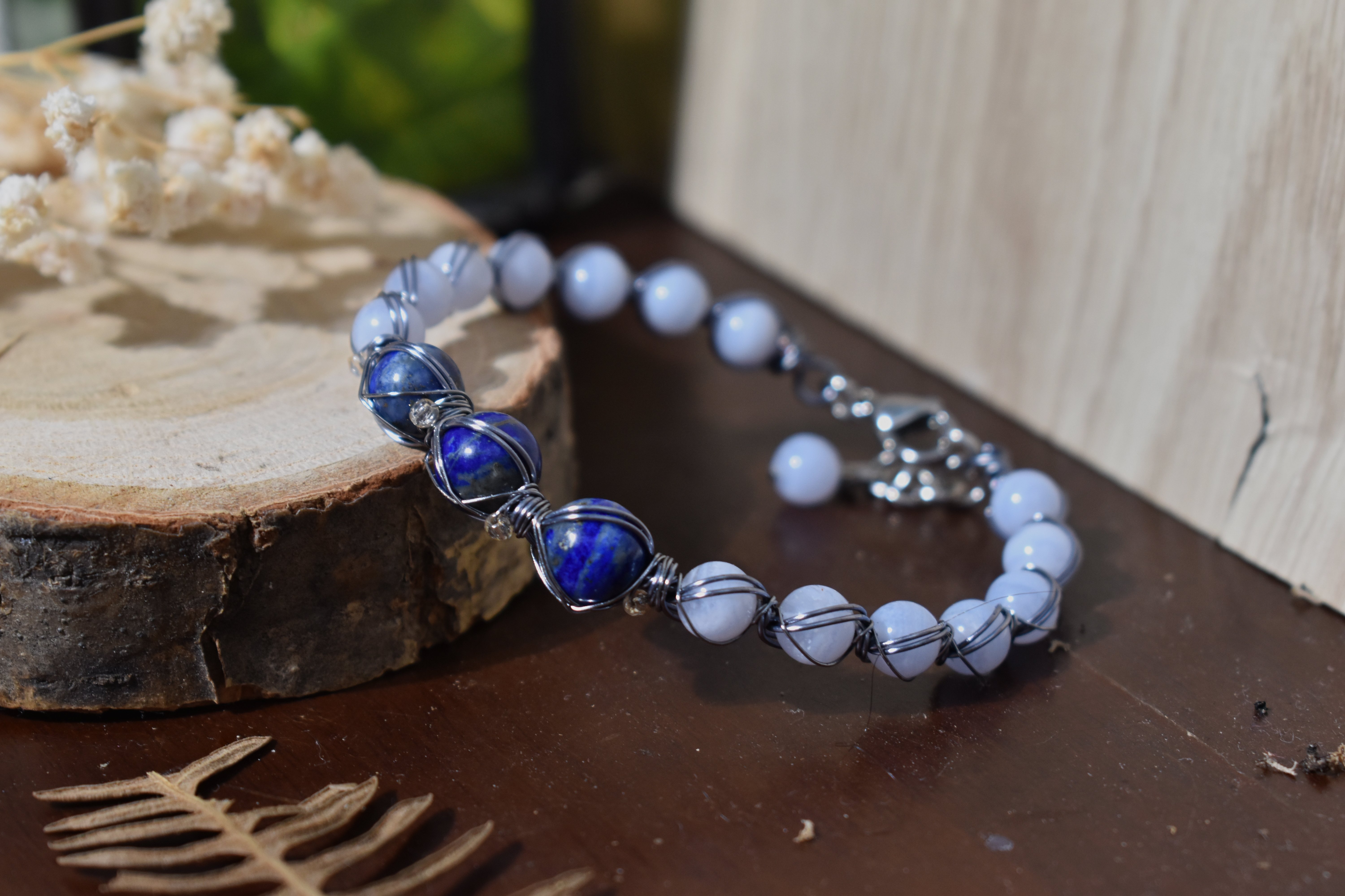 Bracelet ~Givre~ Lapis Lazuli & Calcédoine Bleue