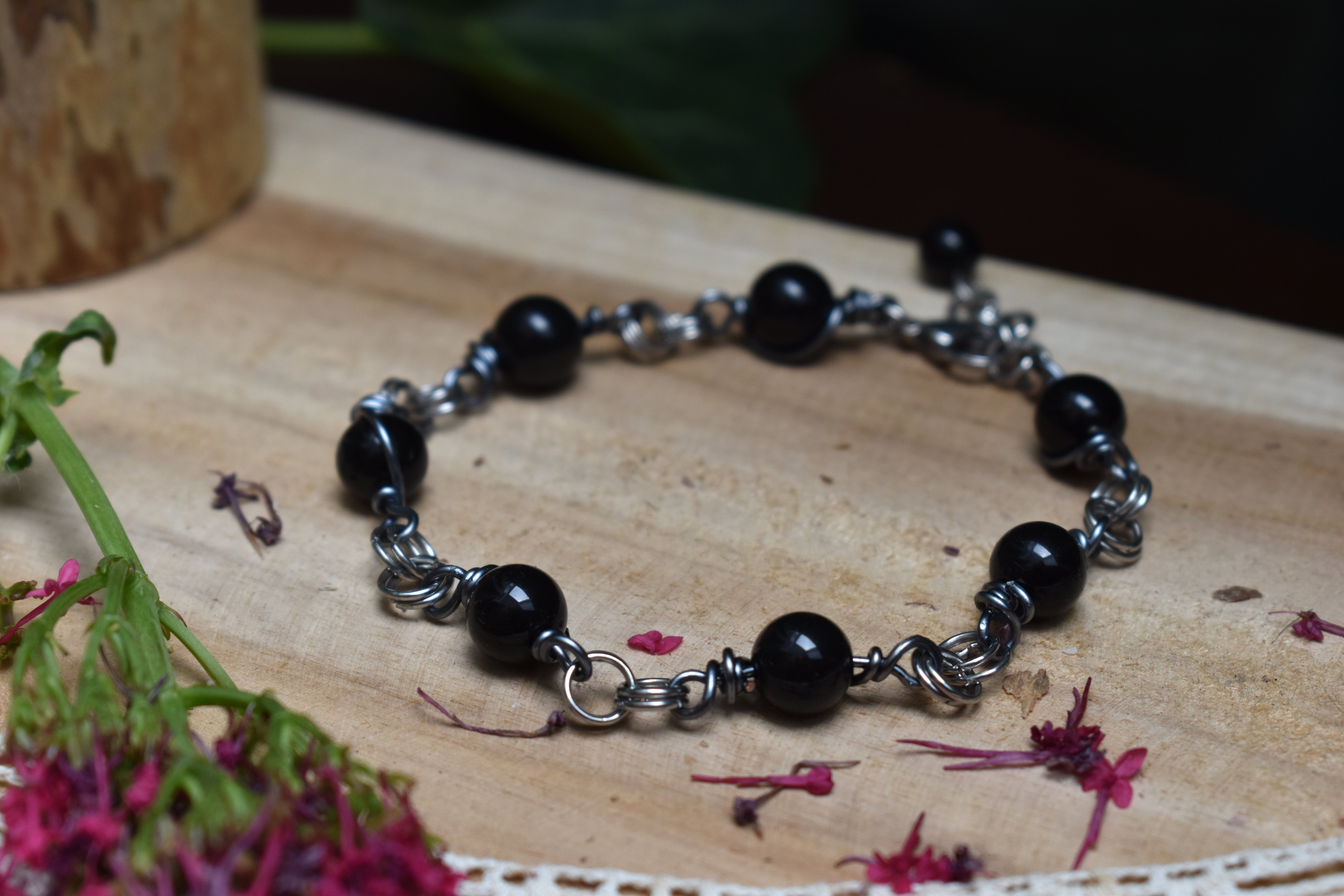 Bracelet ~Perséphone~ Obsidienne 