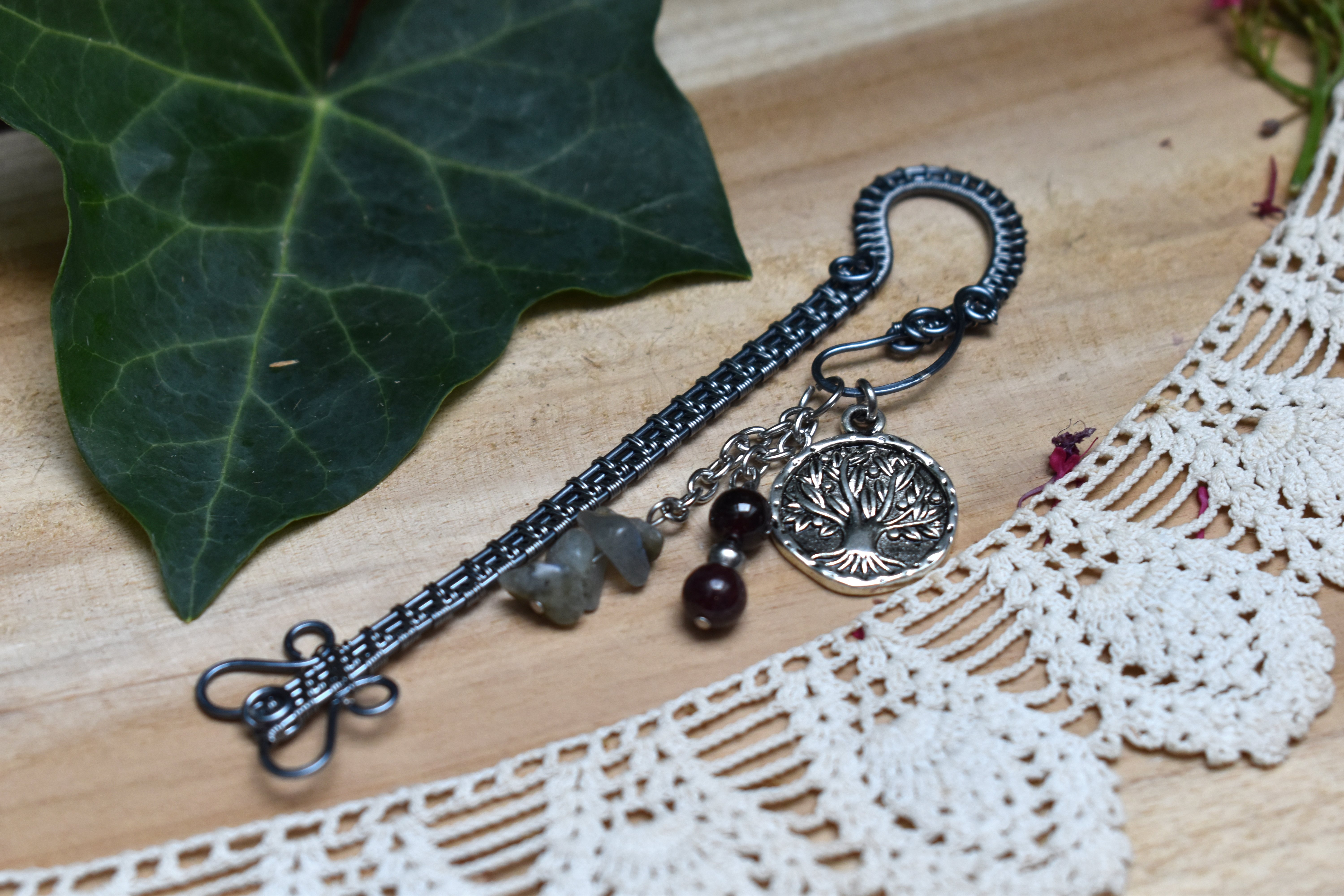 Marque Pages ~Gardien des Mots~ Grenat & Labradorite