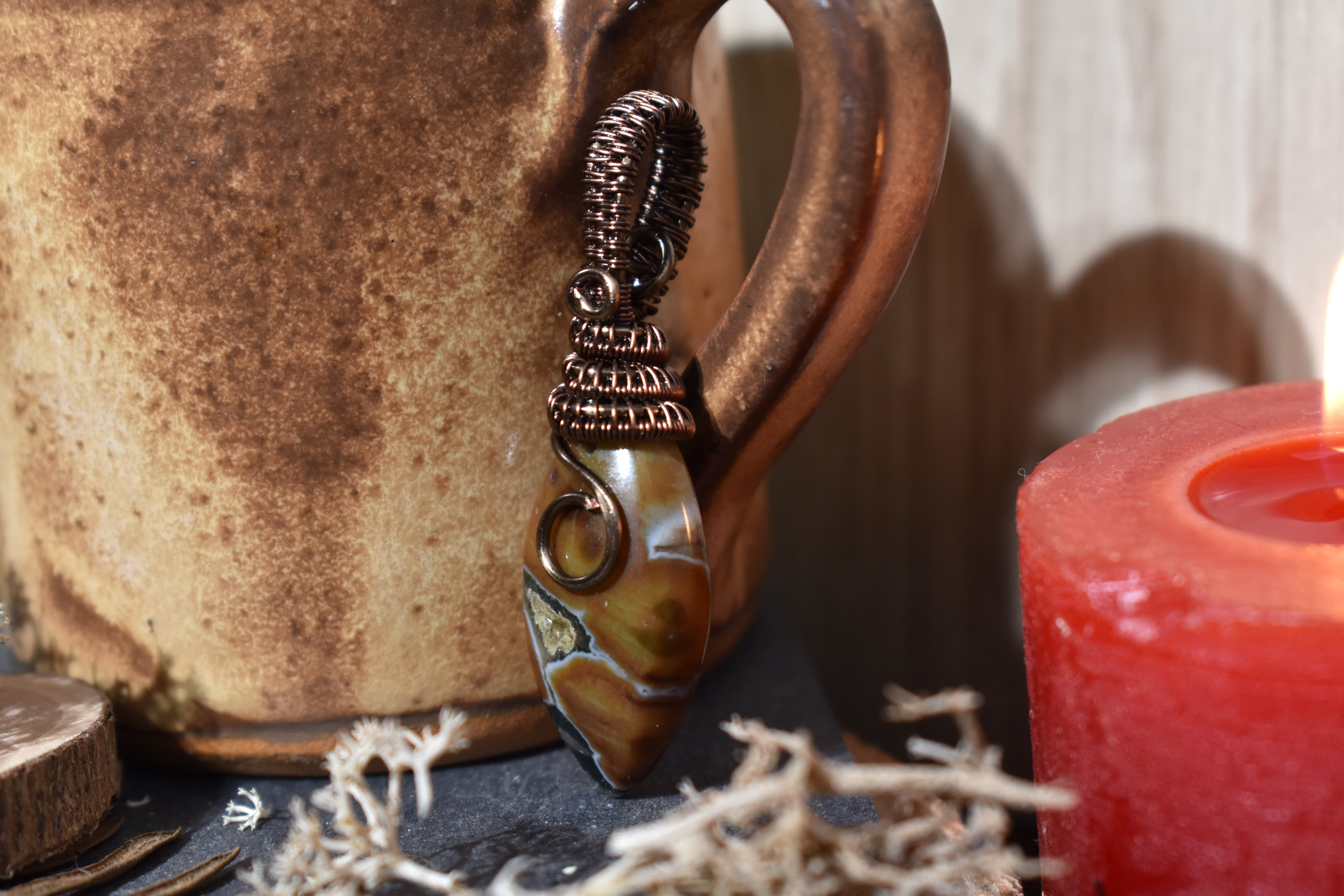 Pendentif ~Gardien du Souffle~ Jaspe Océan