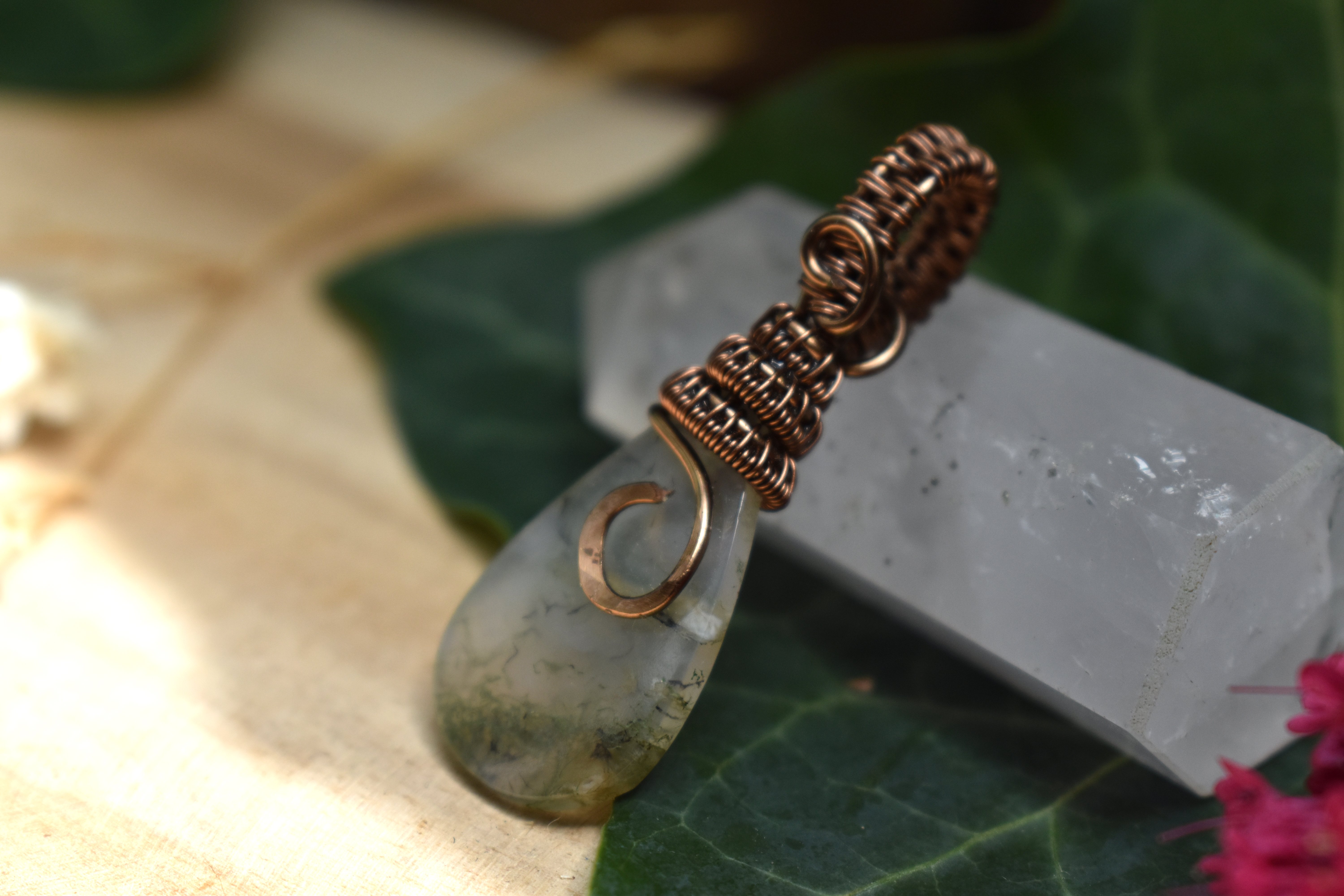 Pendentif ~Gardien du Souffle~ Agate Mousse