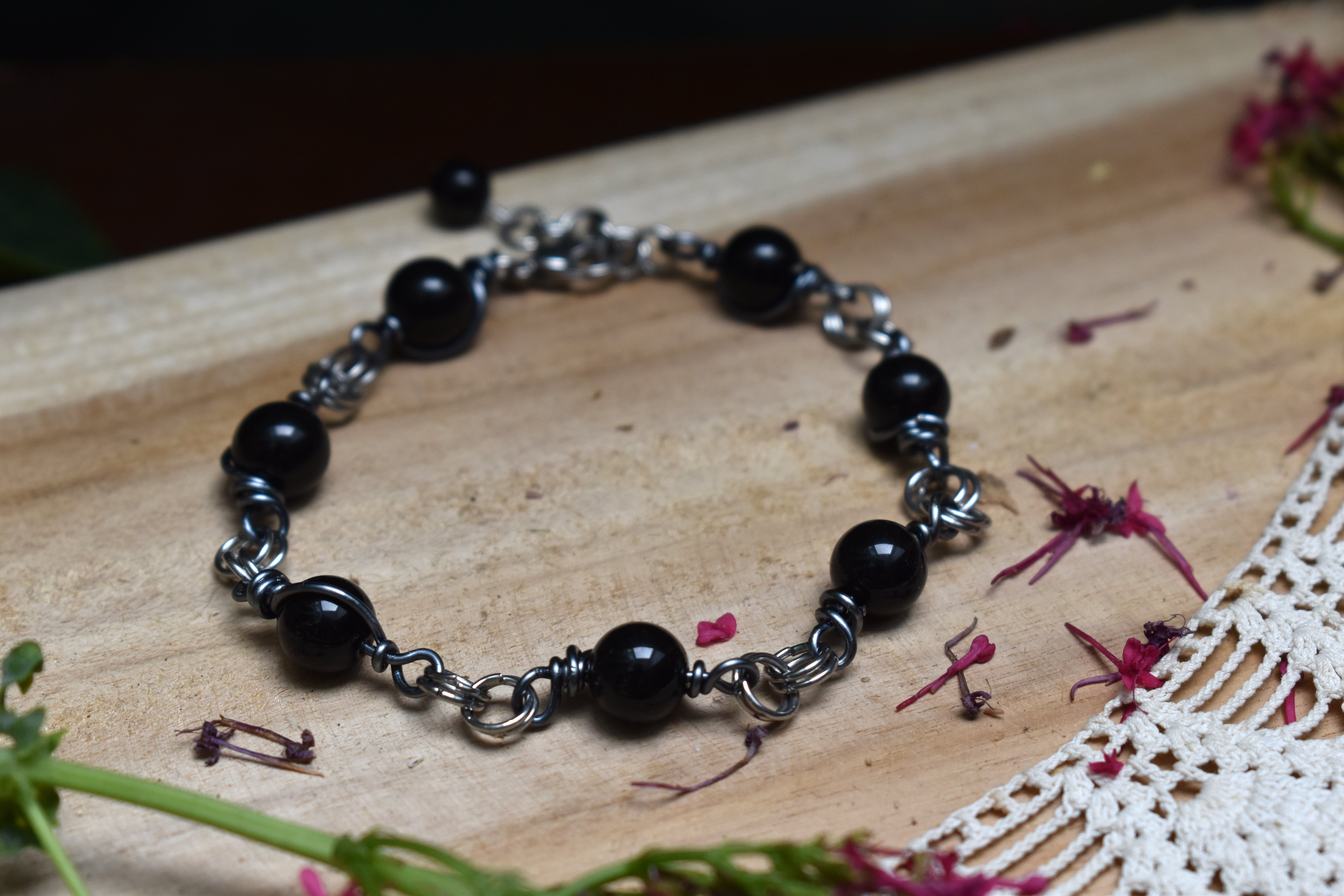 Bracelet ~Perséphone~ Obsidienne 