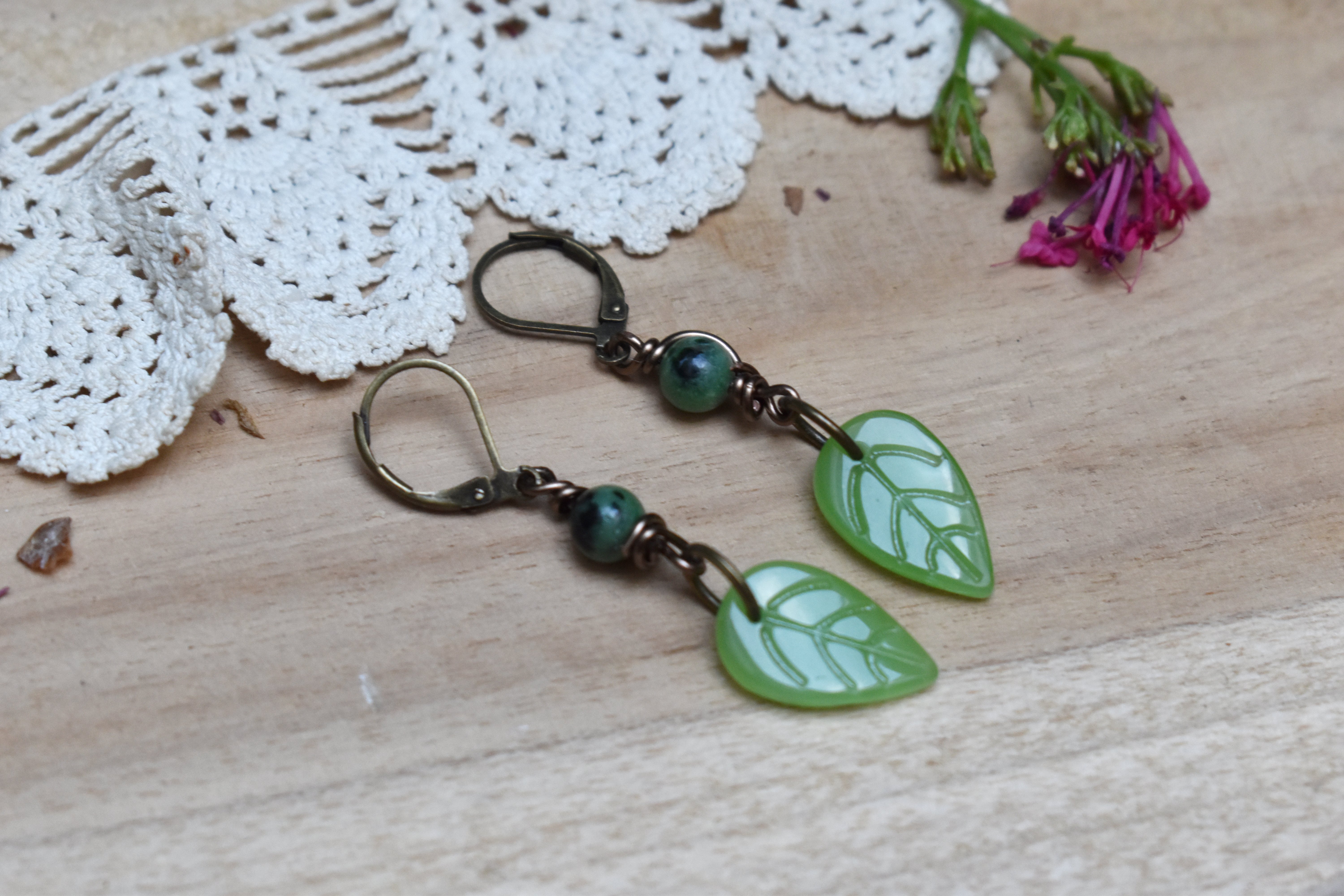 Boucles d'Oreilles ~Lyséa~ Rubis Zoizite