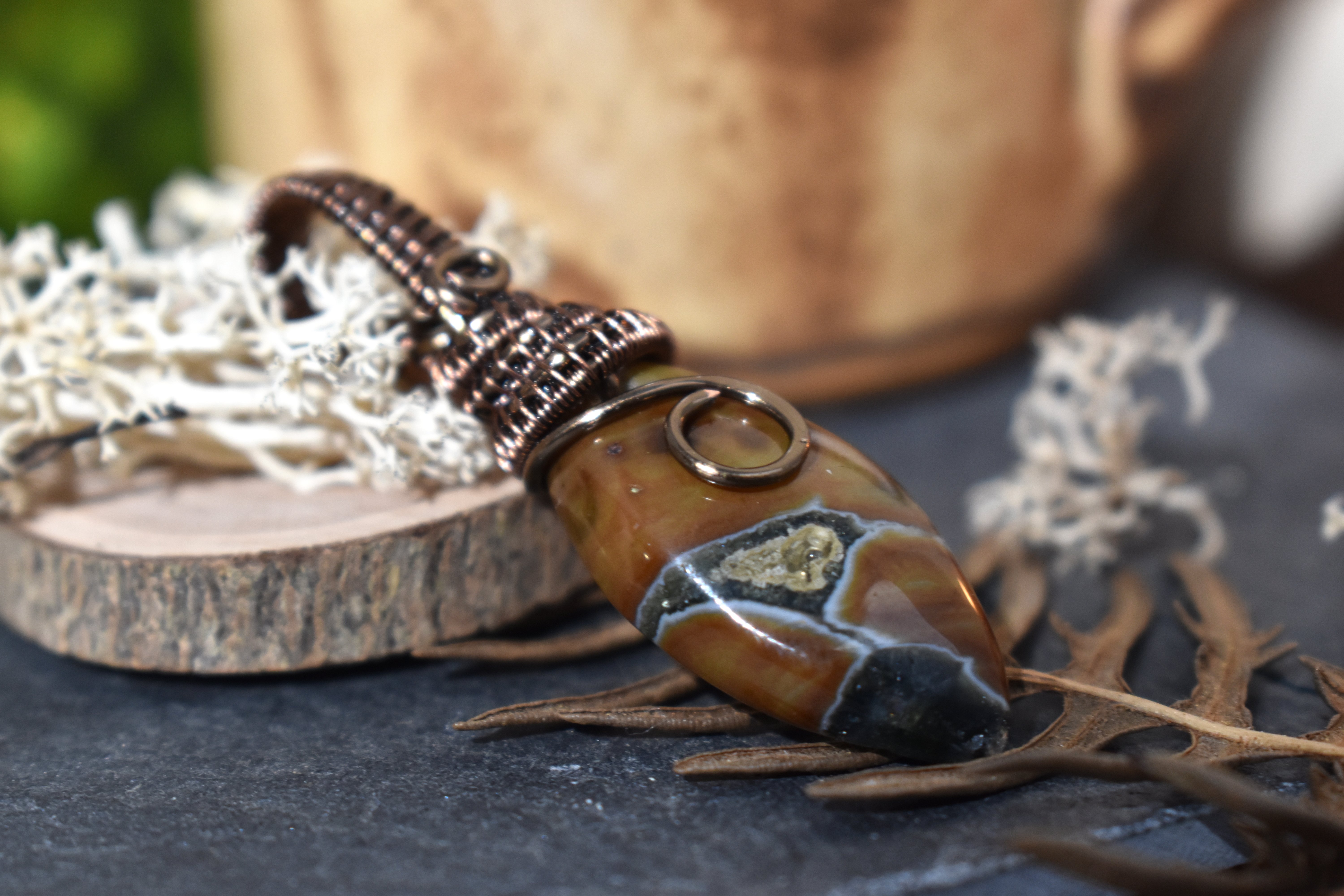 Pendentif ~Gardien du Souffle~ Jaspe Océan