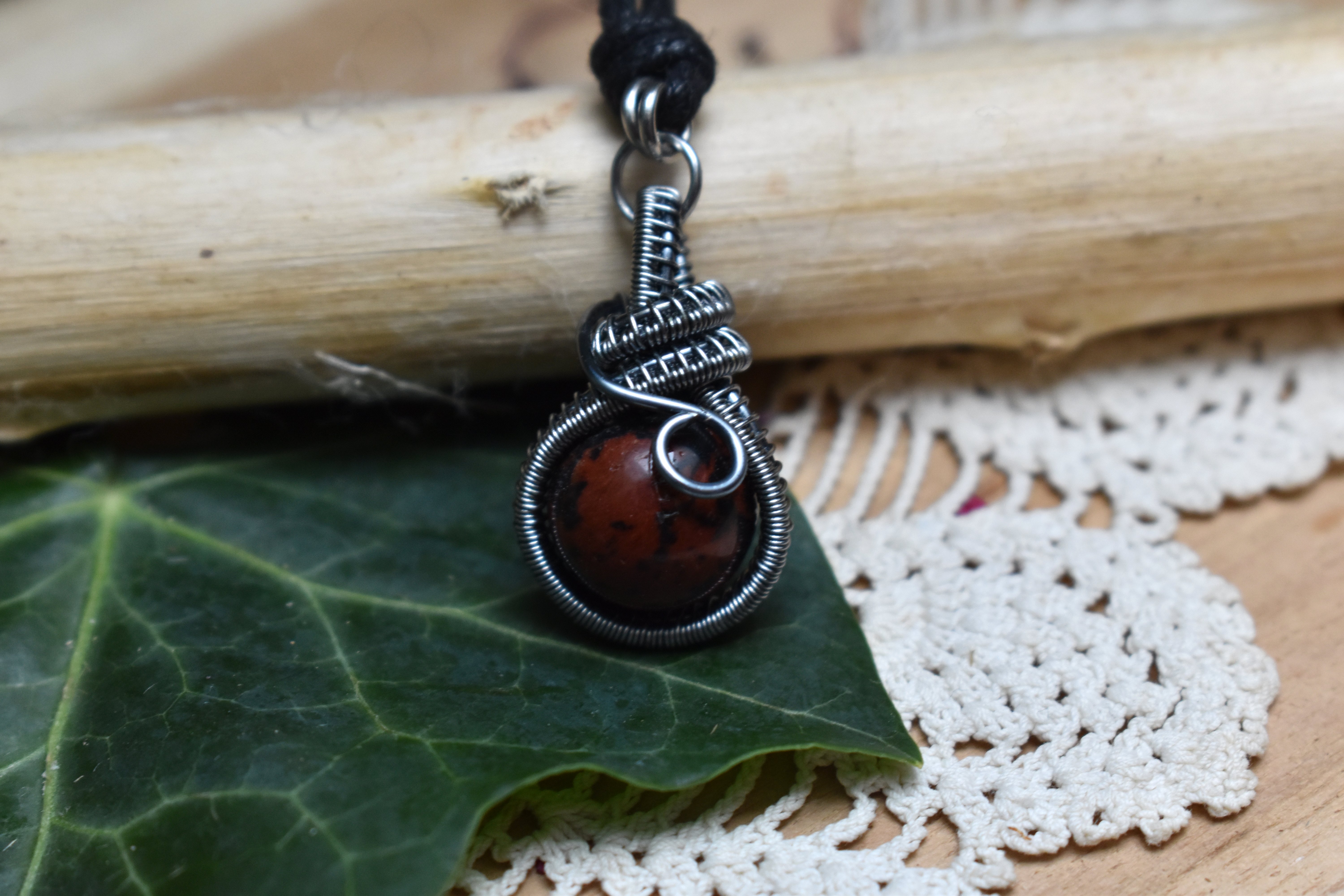 Pendentif ~Fidget~ Obsidienne Acajou