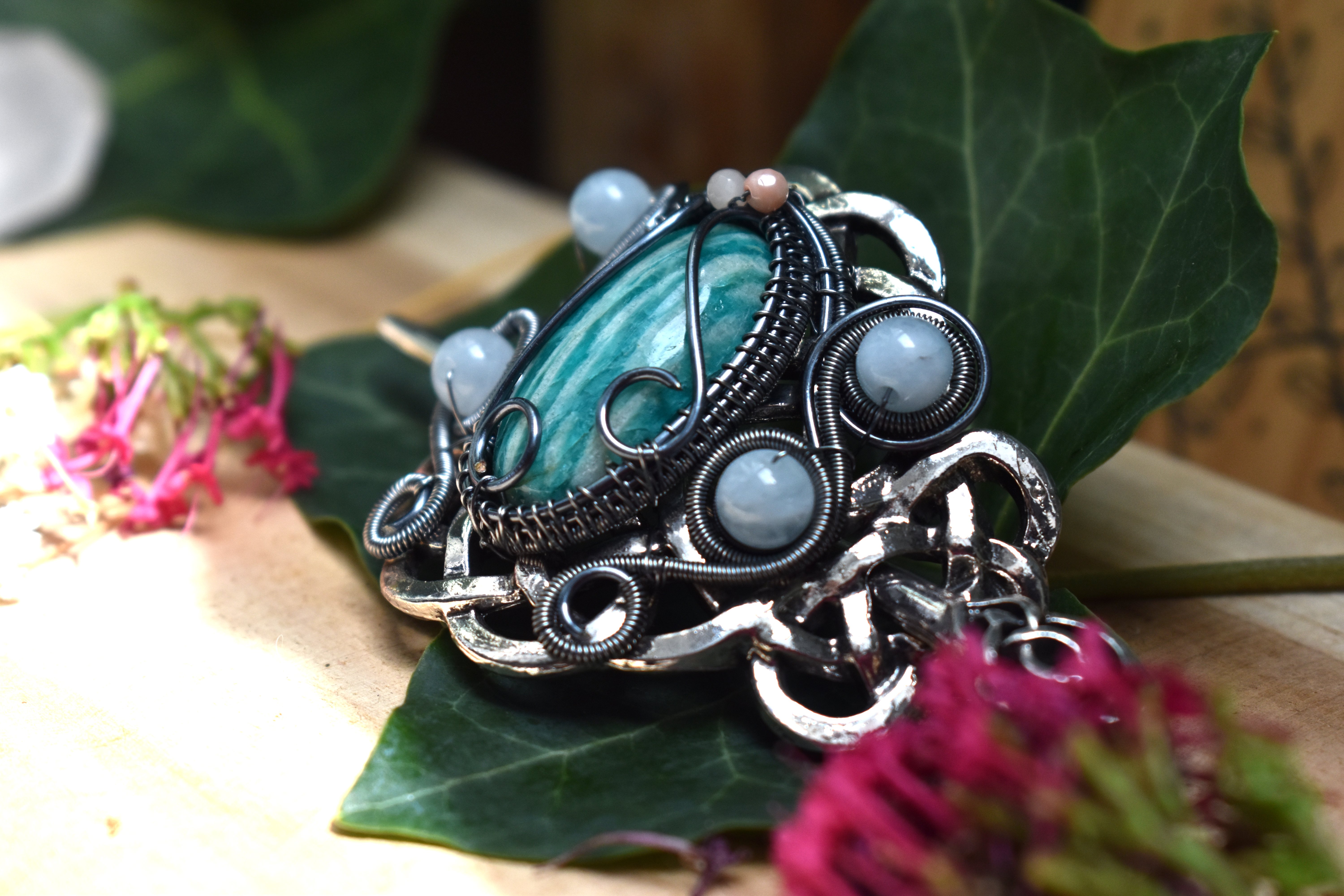 Broche à Cheveux ~Héritières d'Aubegrise~ Amazonite 