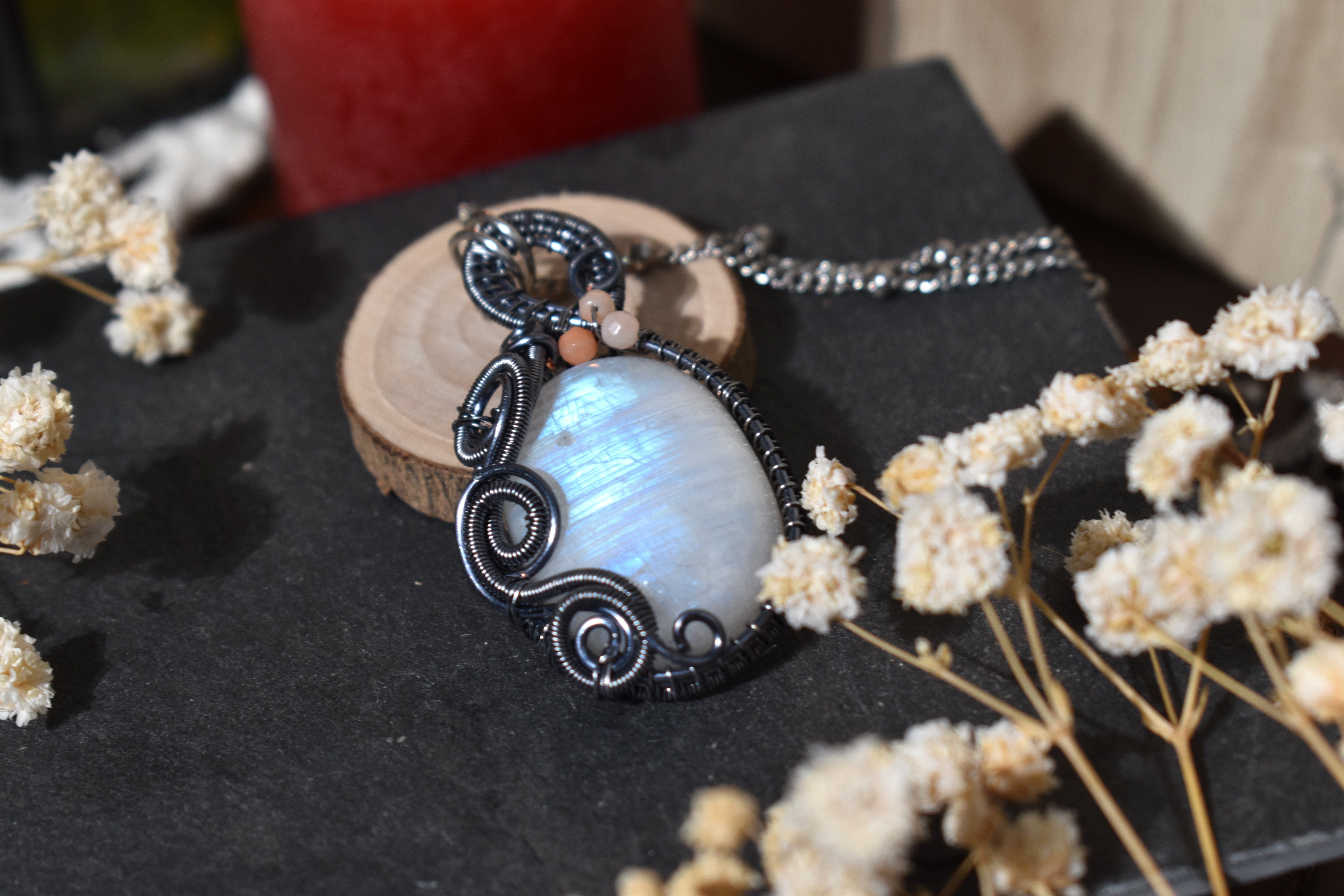 Collier ~Coeur de Givre~ Péristérite 