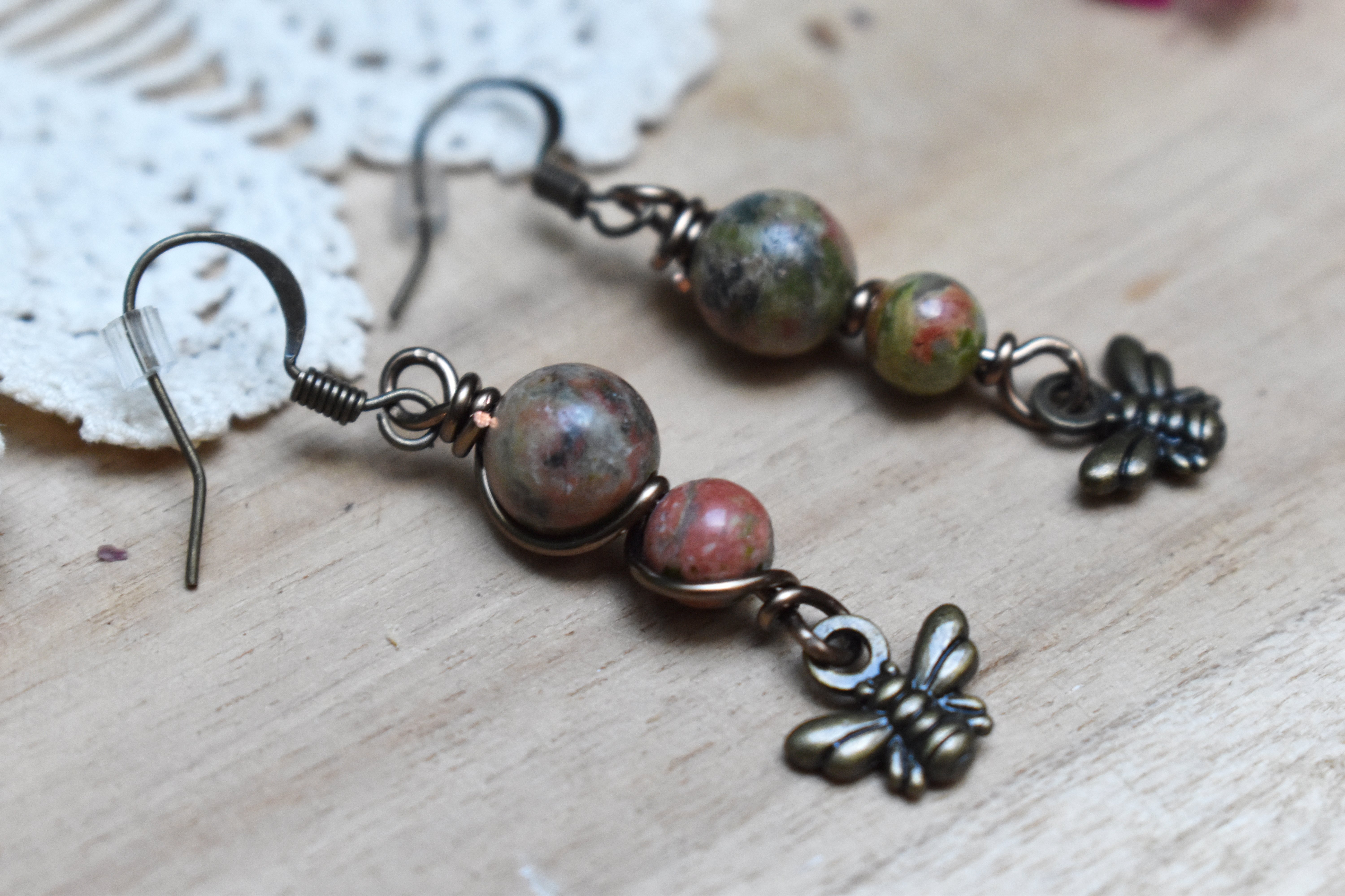 Boucles d'Oreilles ~Elys~ Unakite 