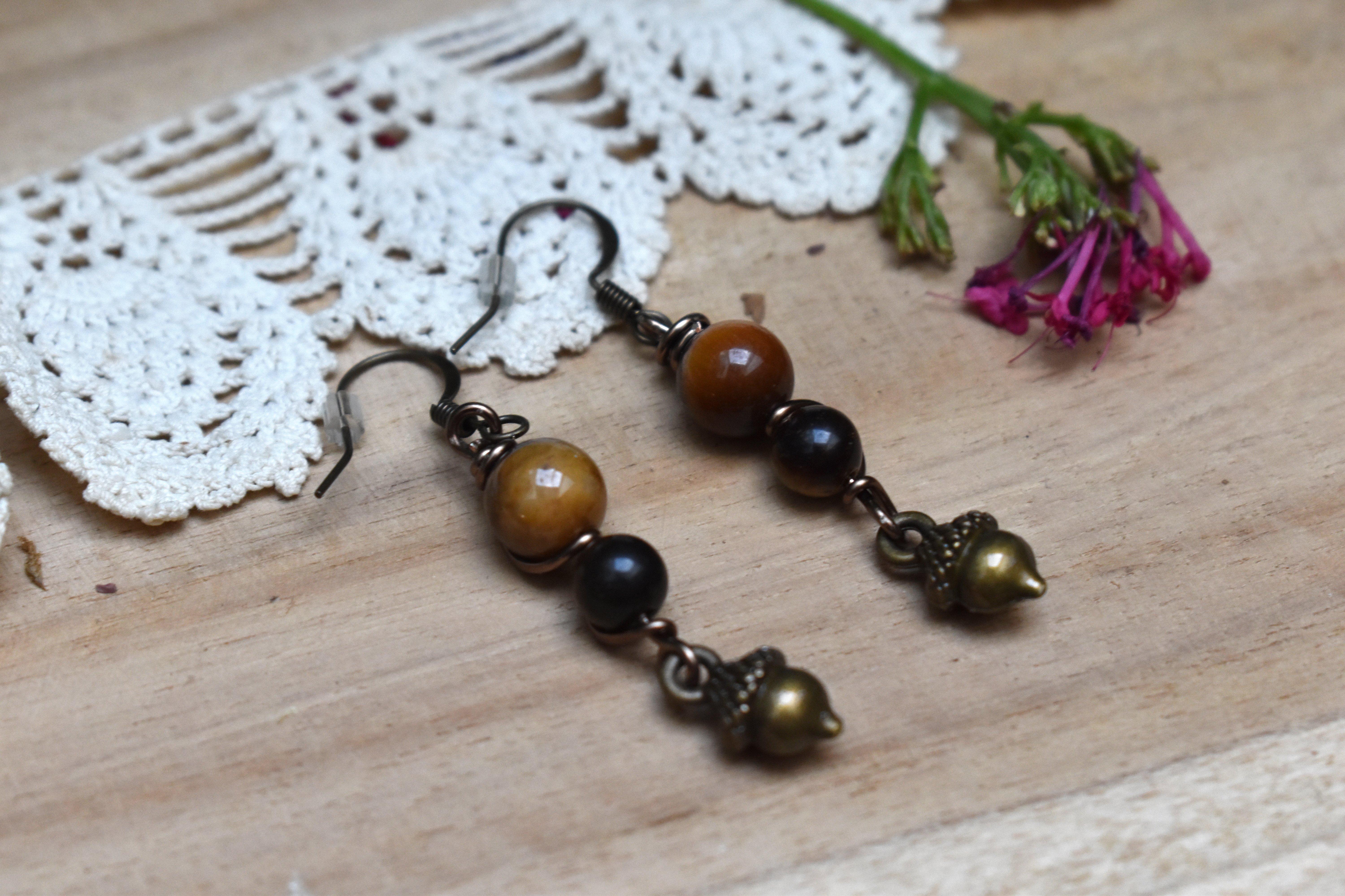Boucles d'Oreilles ~Elys~ Oeil de Tigre