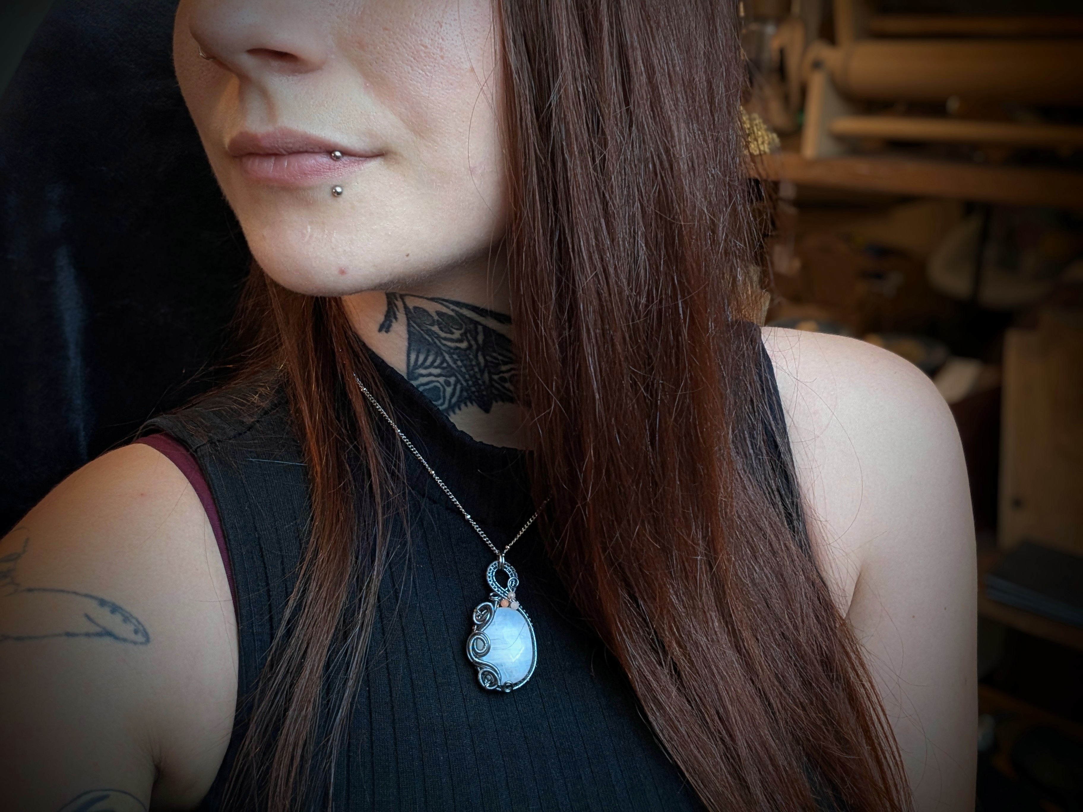 Collier ~Coeur de Givre~ Péristérite 