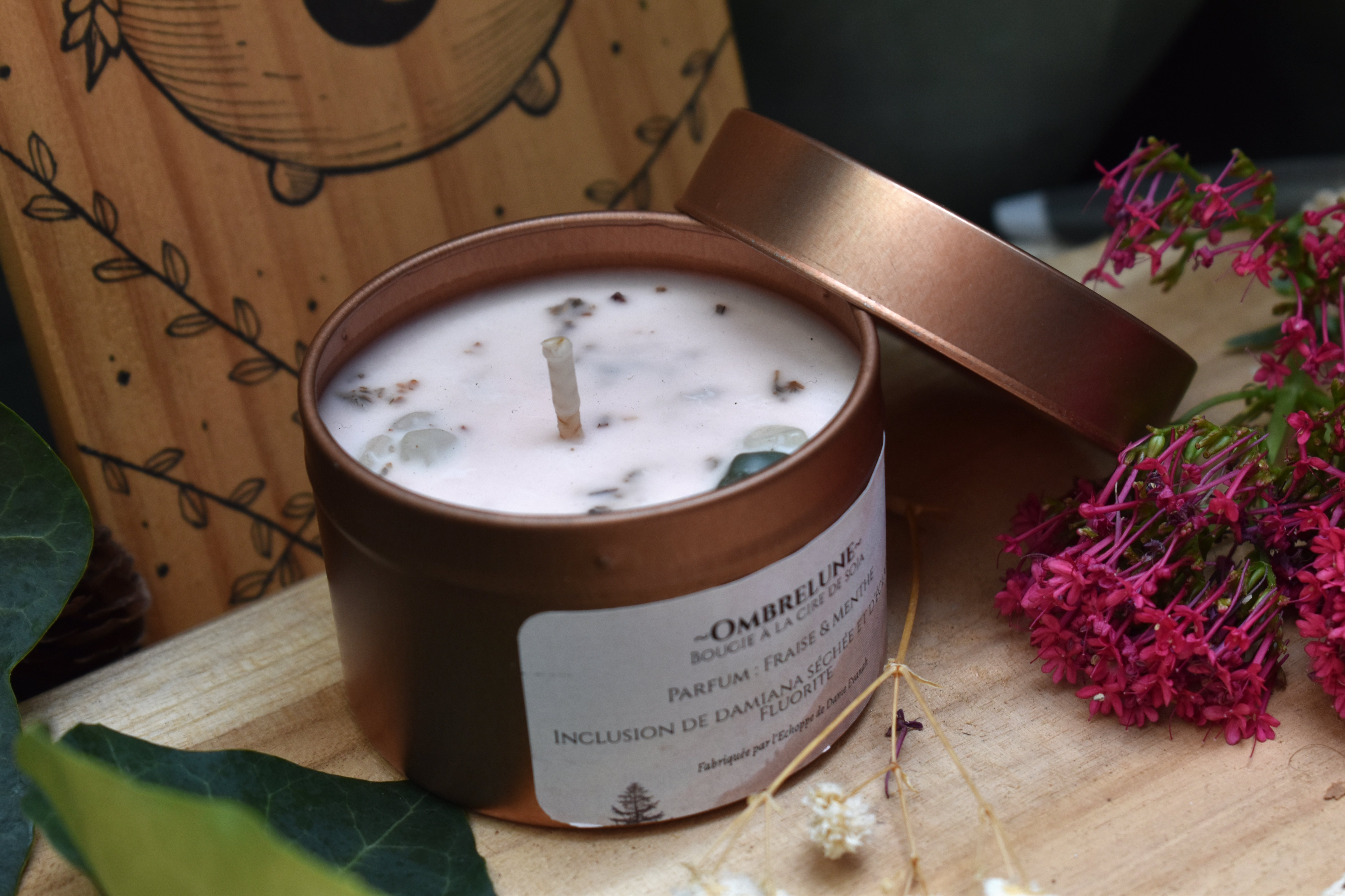 Bougie ~Ombrelune~ Fraise & Menthe 