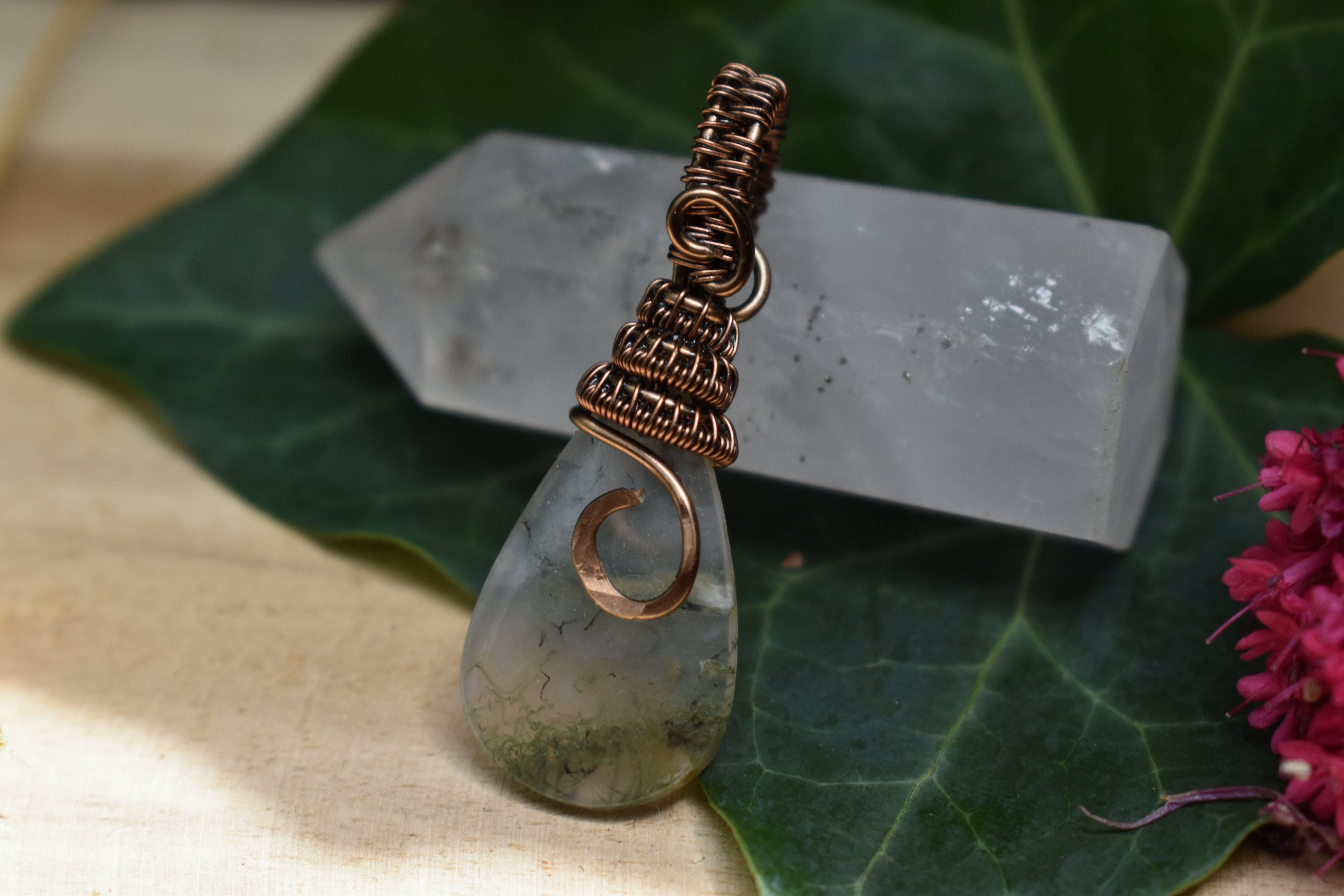 Pendentif ~Gardien du Souffle~ Agate Mousse