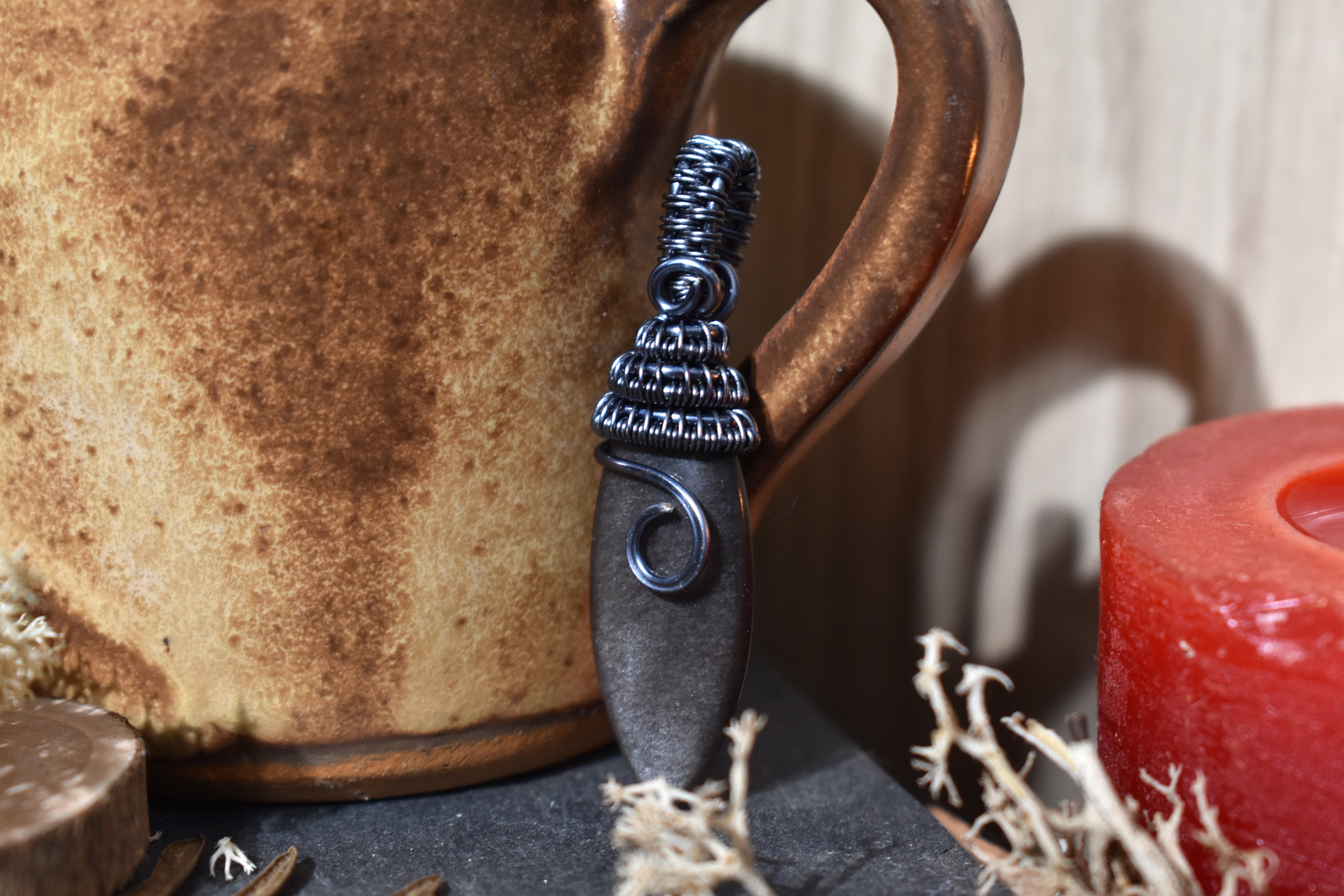 Pendentif ~Gardien du Souffle~ Obsidienne Argentée