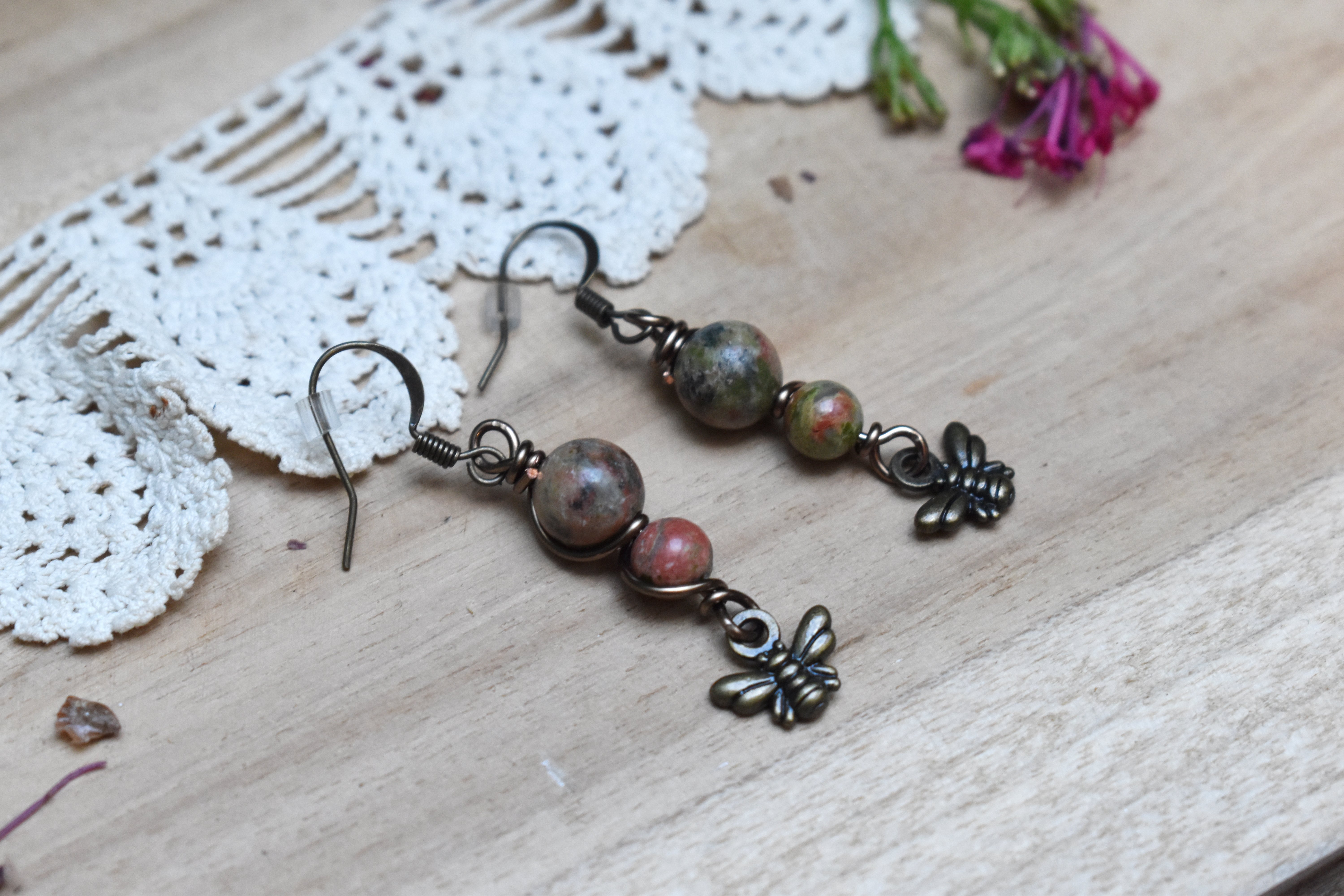 Boucles d'Oreilles ~Elys~ Unakite 
