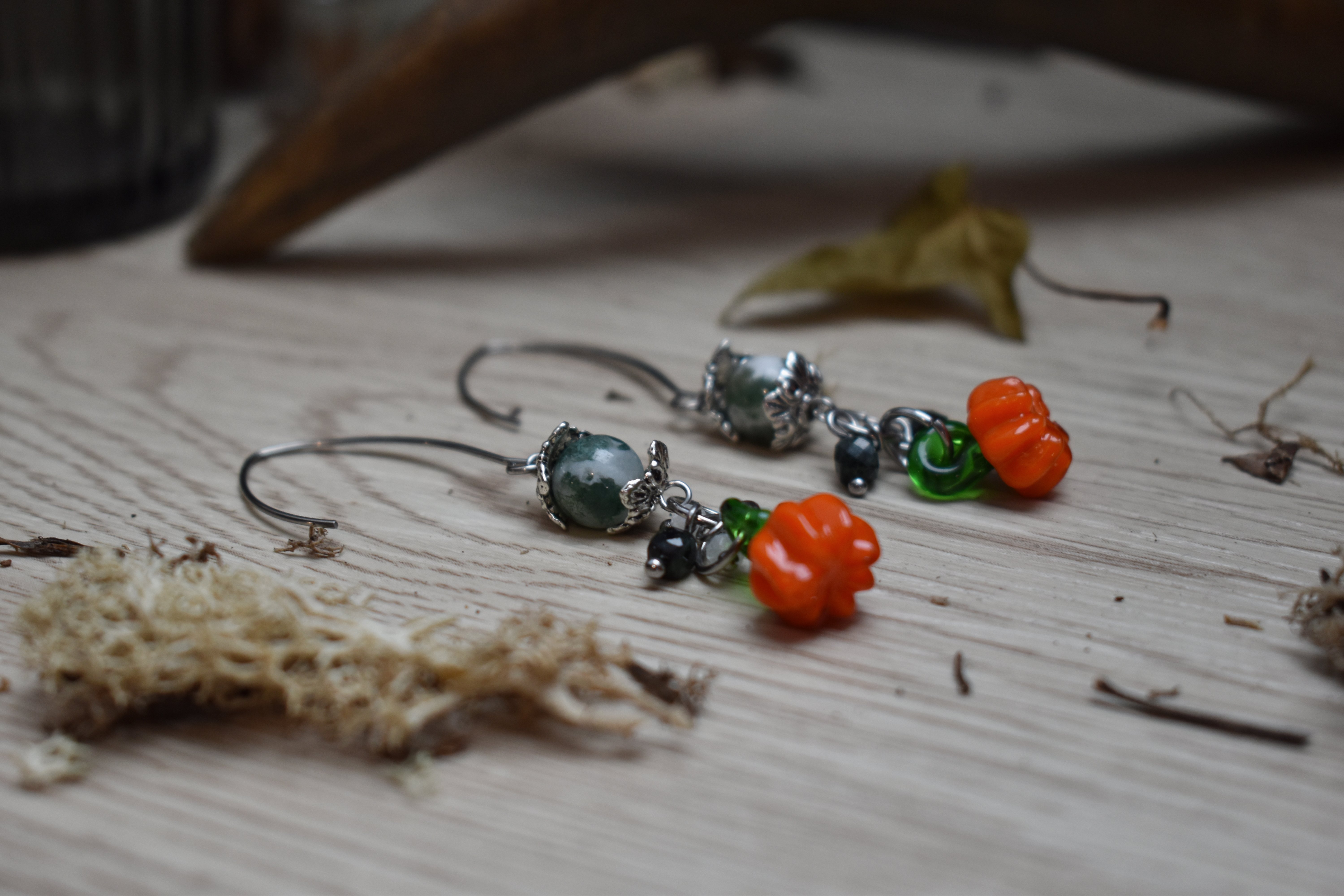 Boucles d'Oreilles ~Pumpkin~ Agate Arbre 