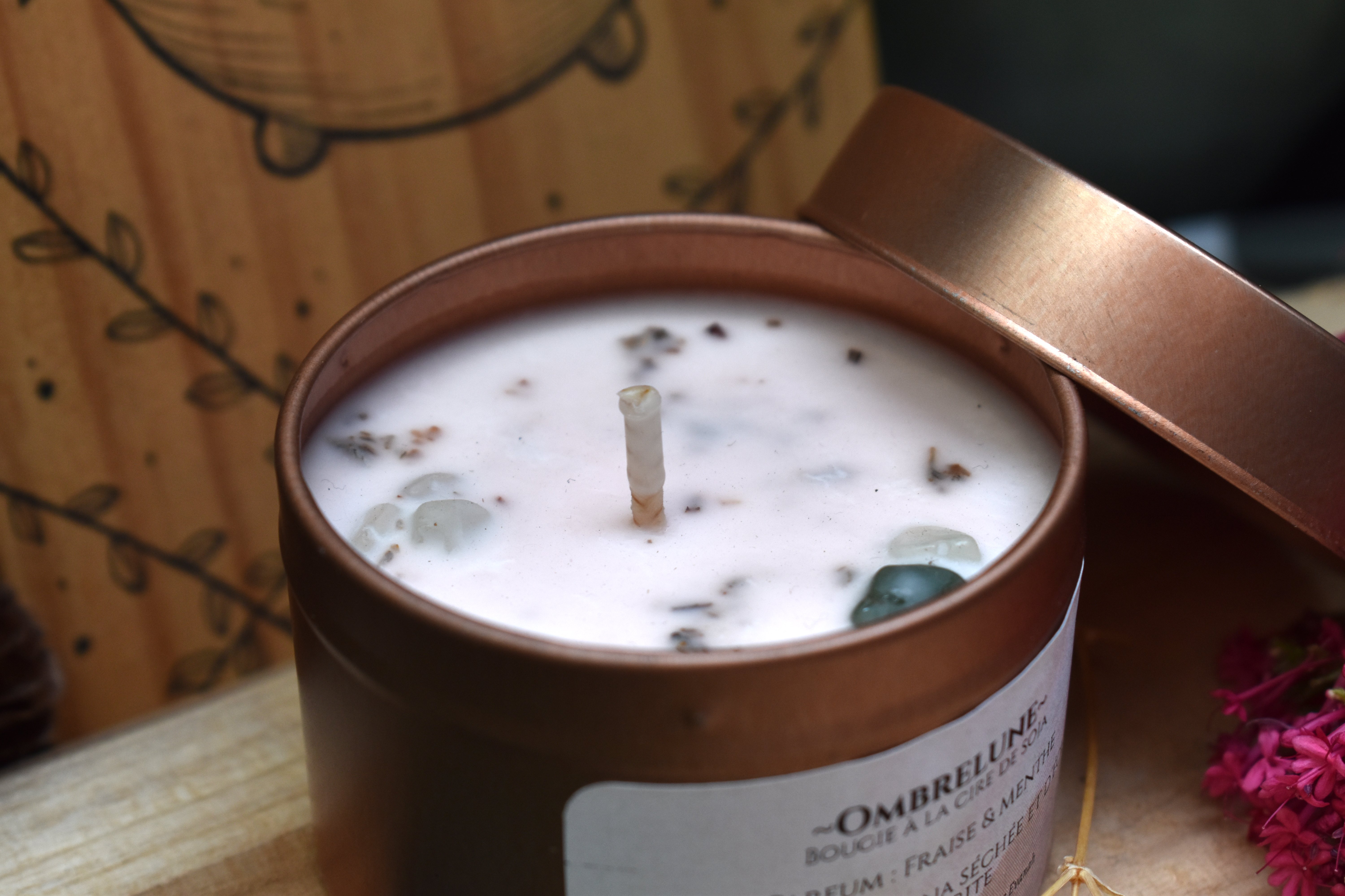 Bougie ~Ombrelune~ Fraise & Menthe 