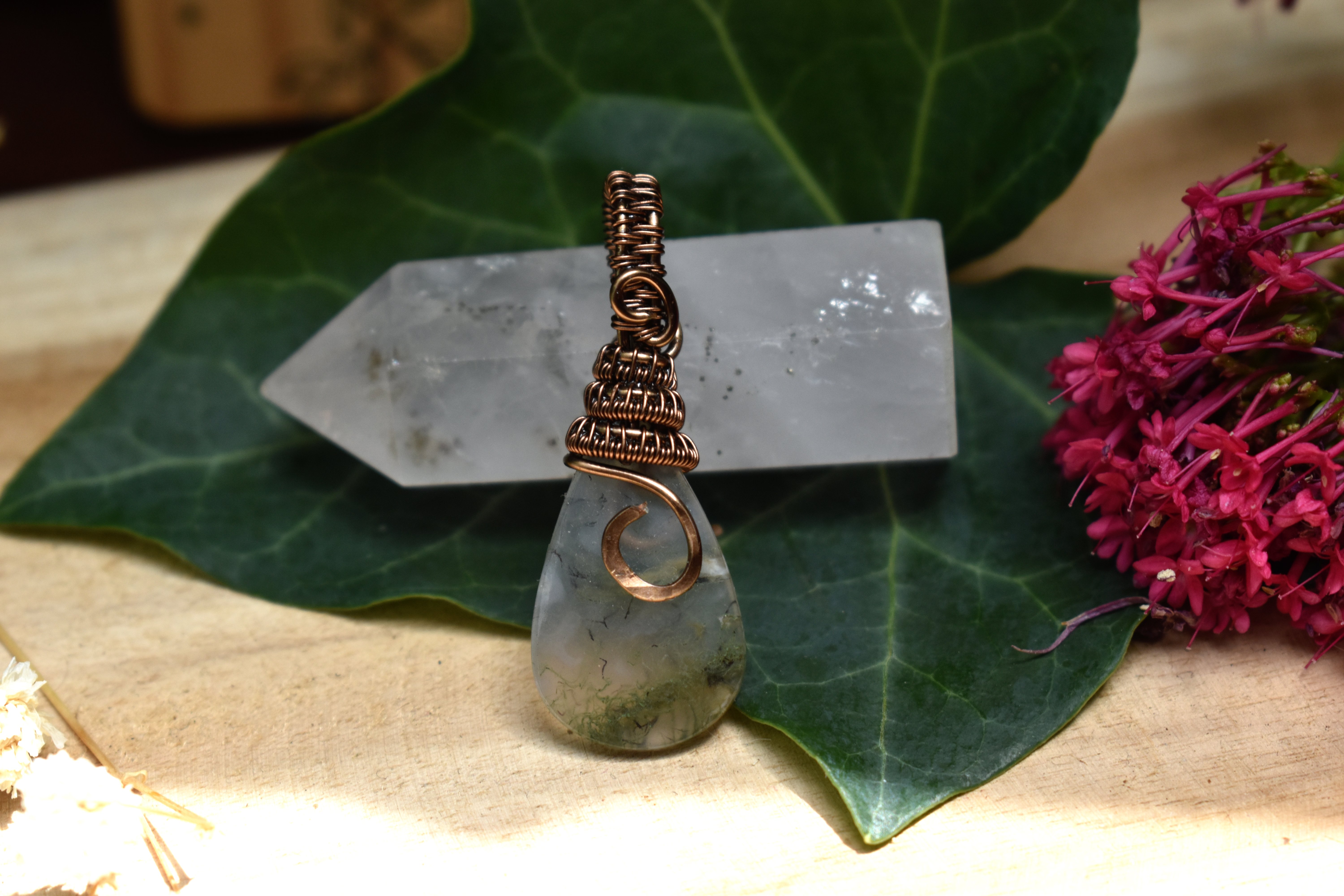 Pendentif ~Gardien du Souffle~ Agate Mousse