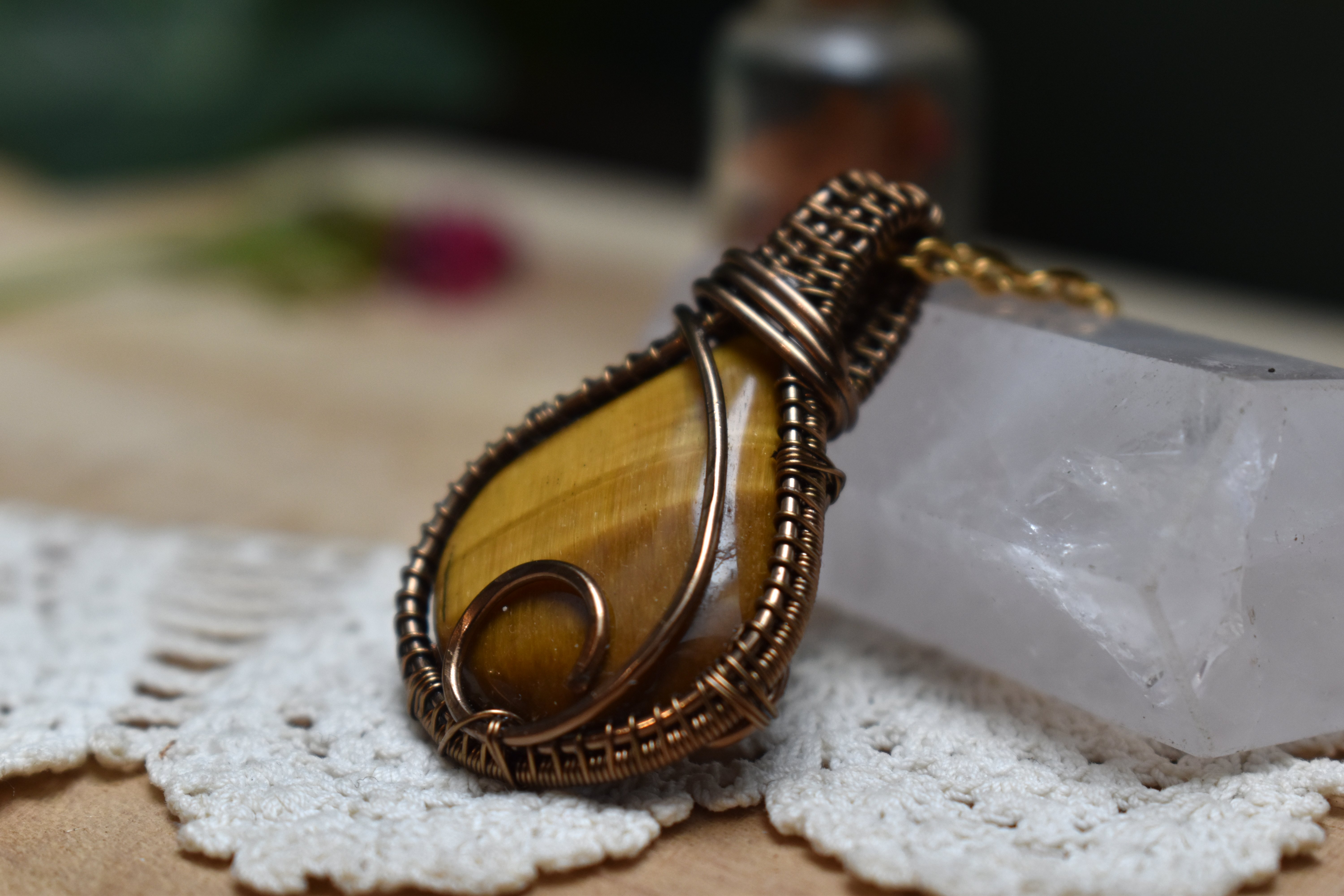 Collier ~Athéna~ Oeil de Tigre 