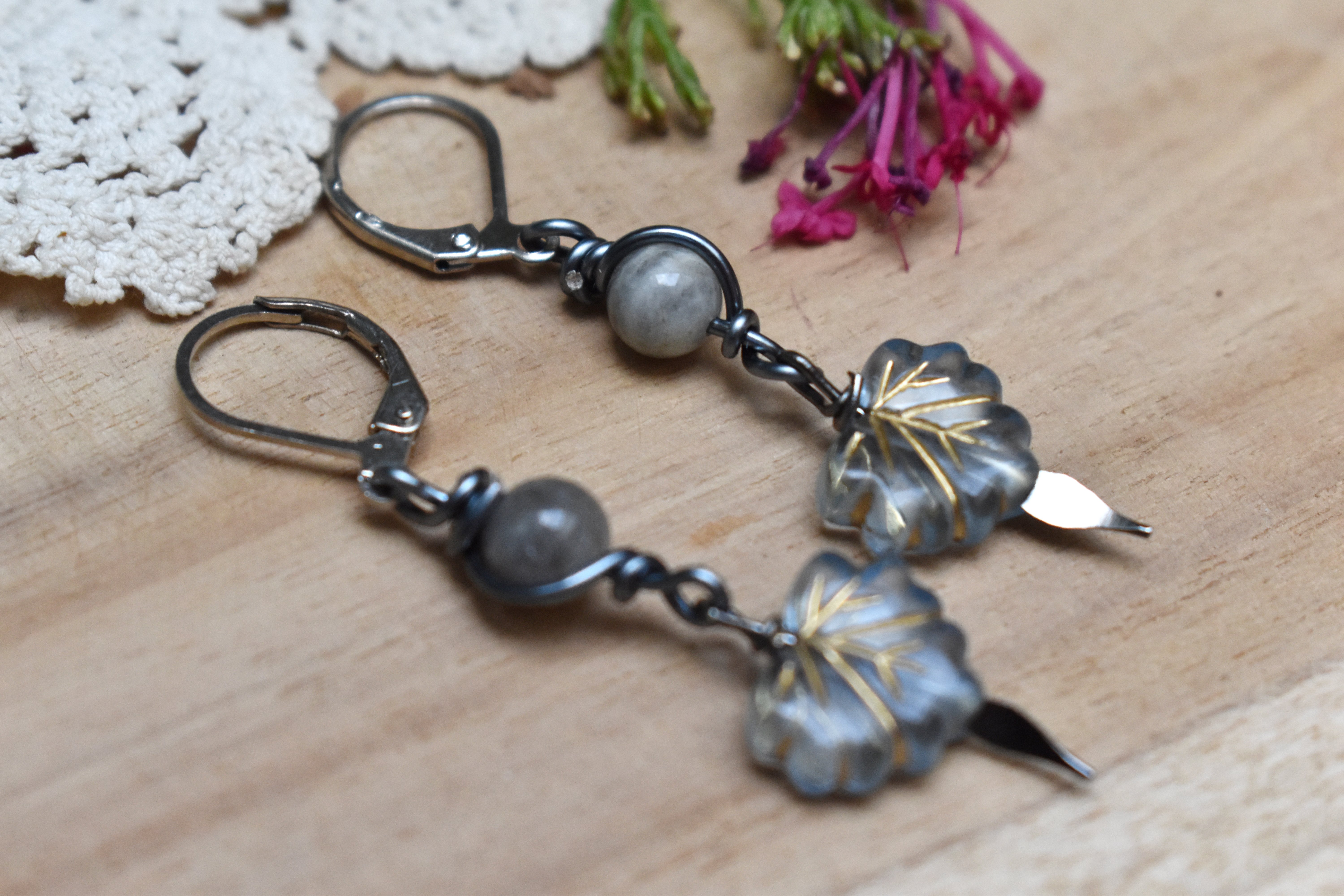 Boucles d'Oreilles ~Lyséa~ Labradorite
