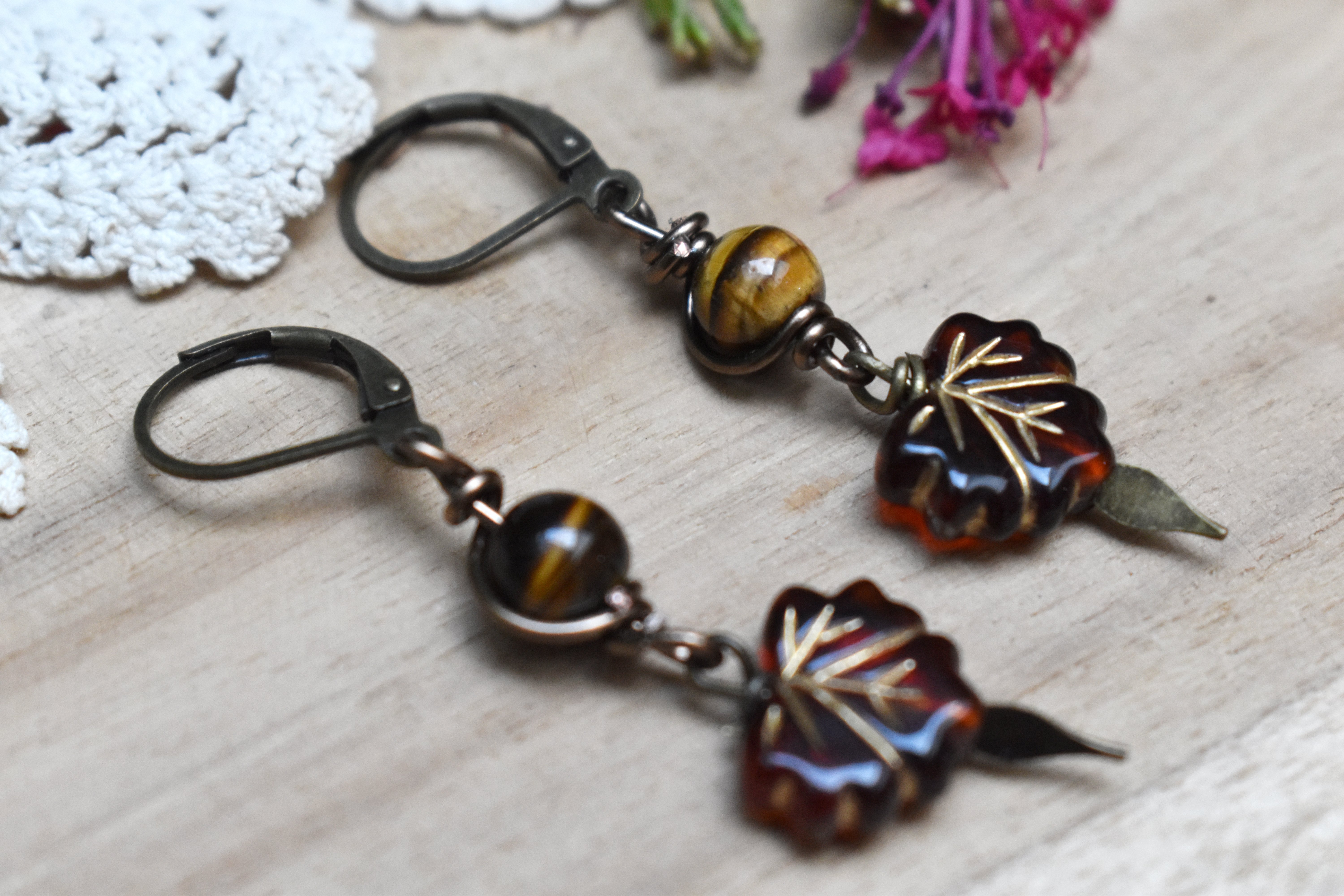Boucles d'Oreilles ~Lyséa~ Oeil de Tigre