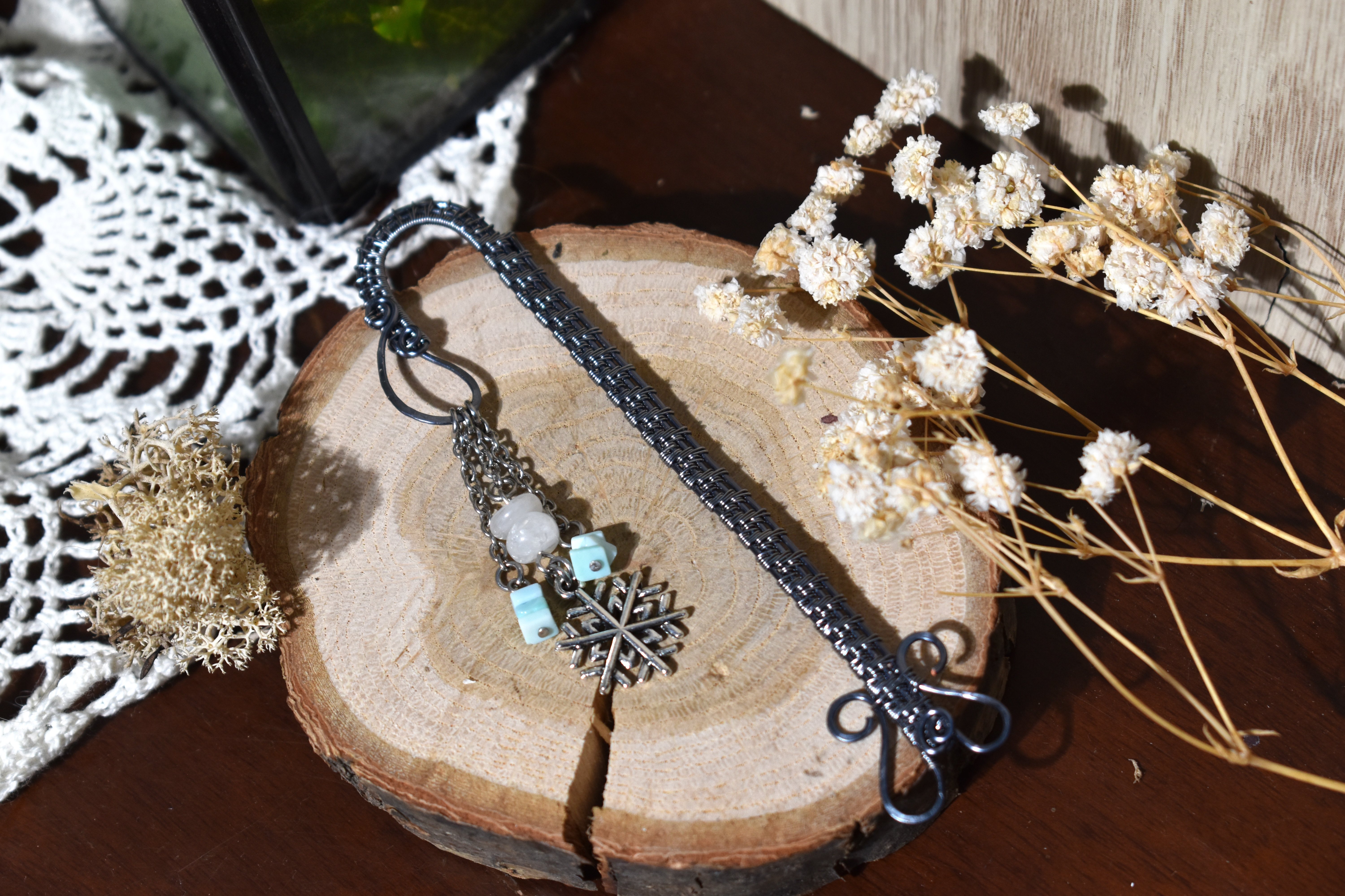 Marque Pages ~Gardien des Mots~ Opale et Péristérite