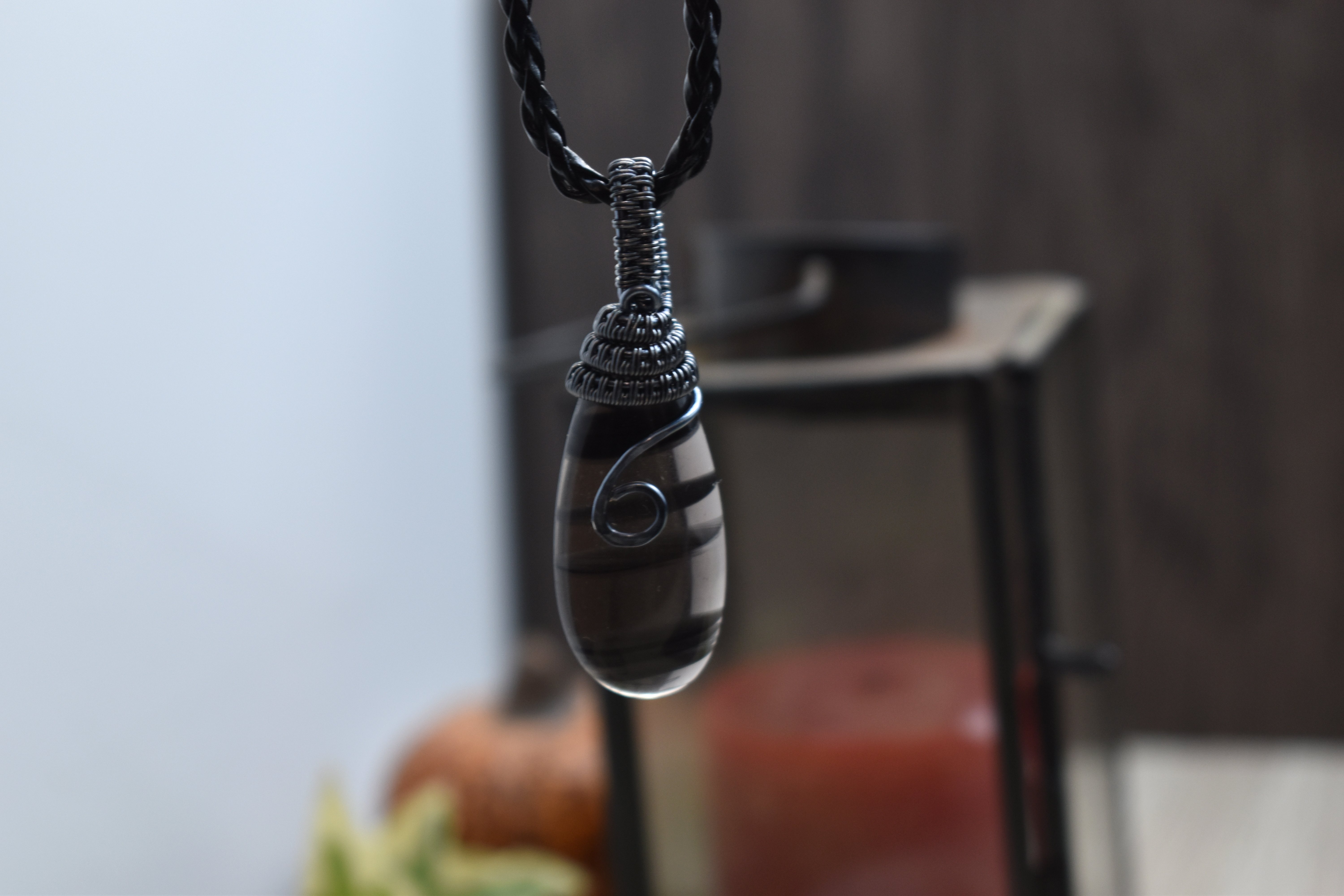 Pendentif ~Gardien du Souffle~ Obsidienne 