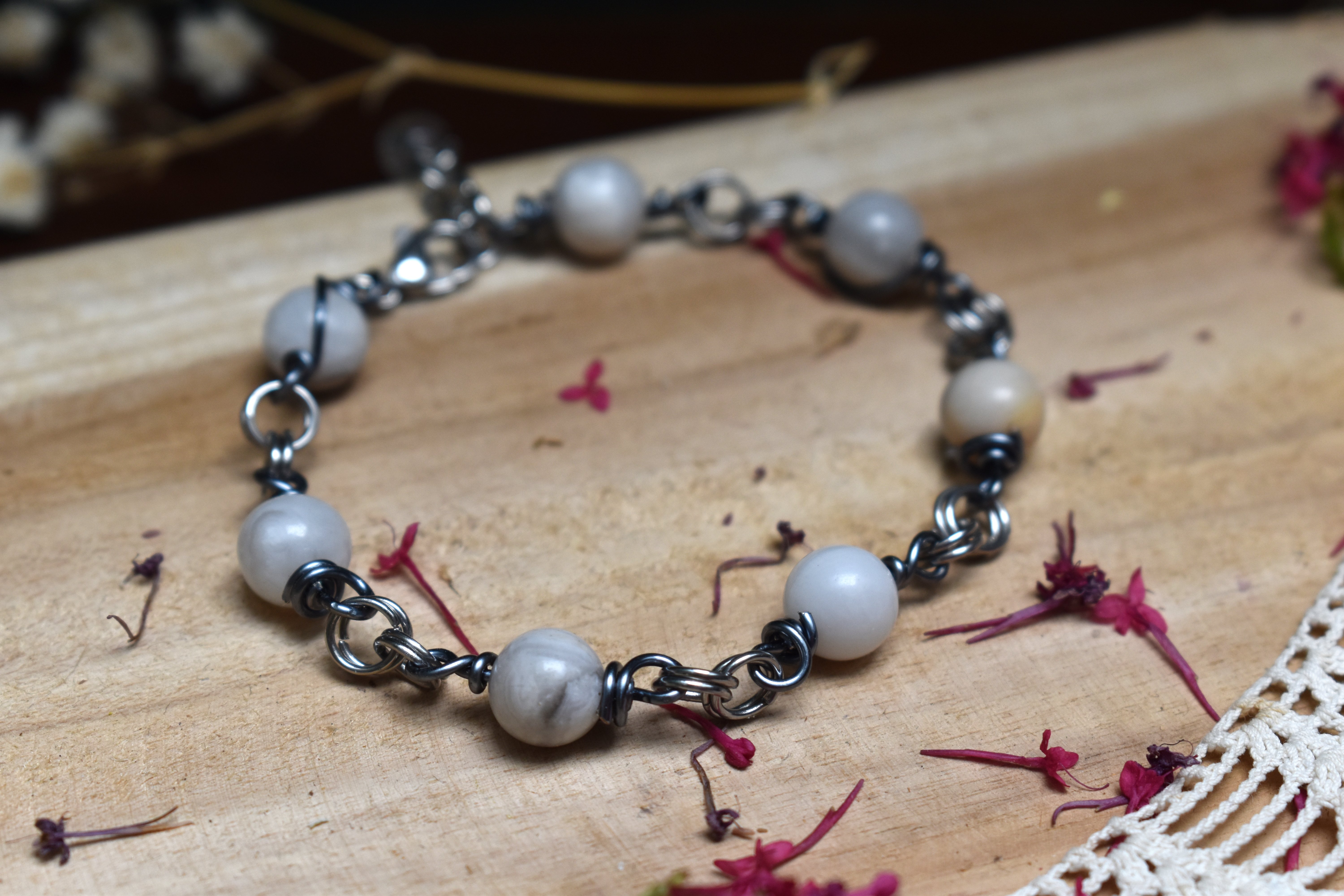 Bracelet ~Perséphone~ Agate Blanche