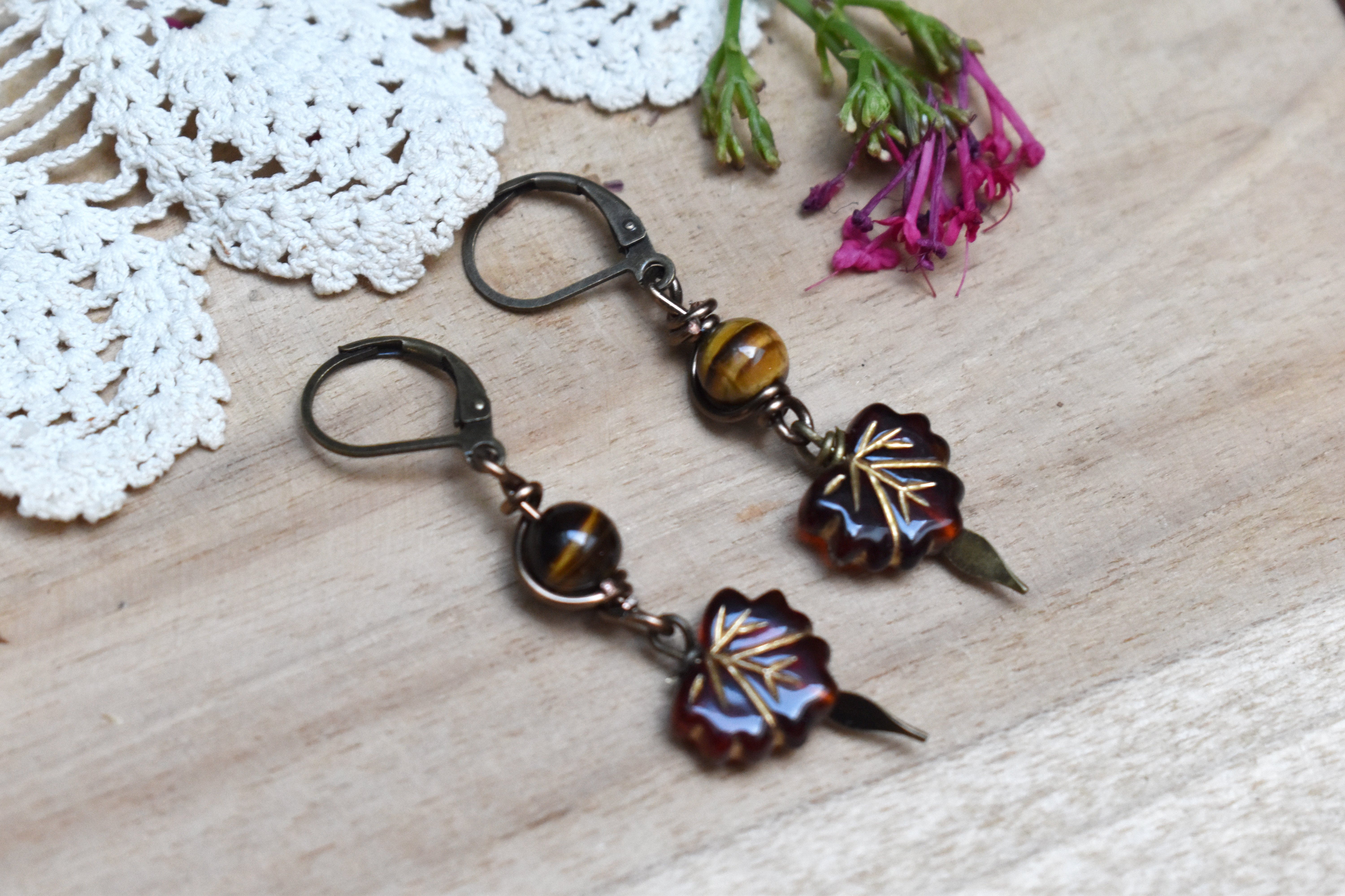 Boucles d'Oreilles ~Lyséa~ Oeil de Tigre