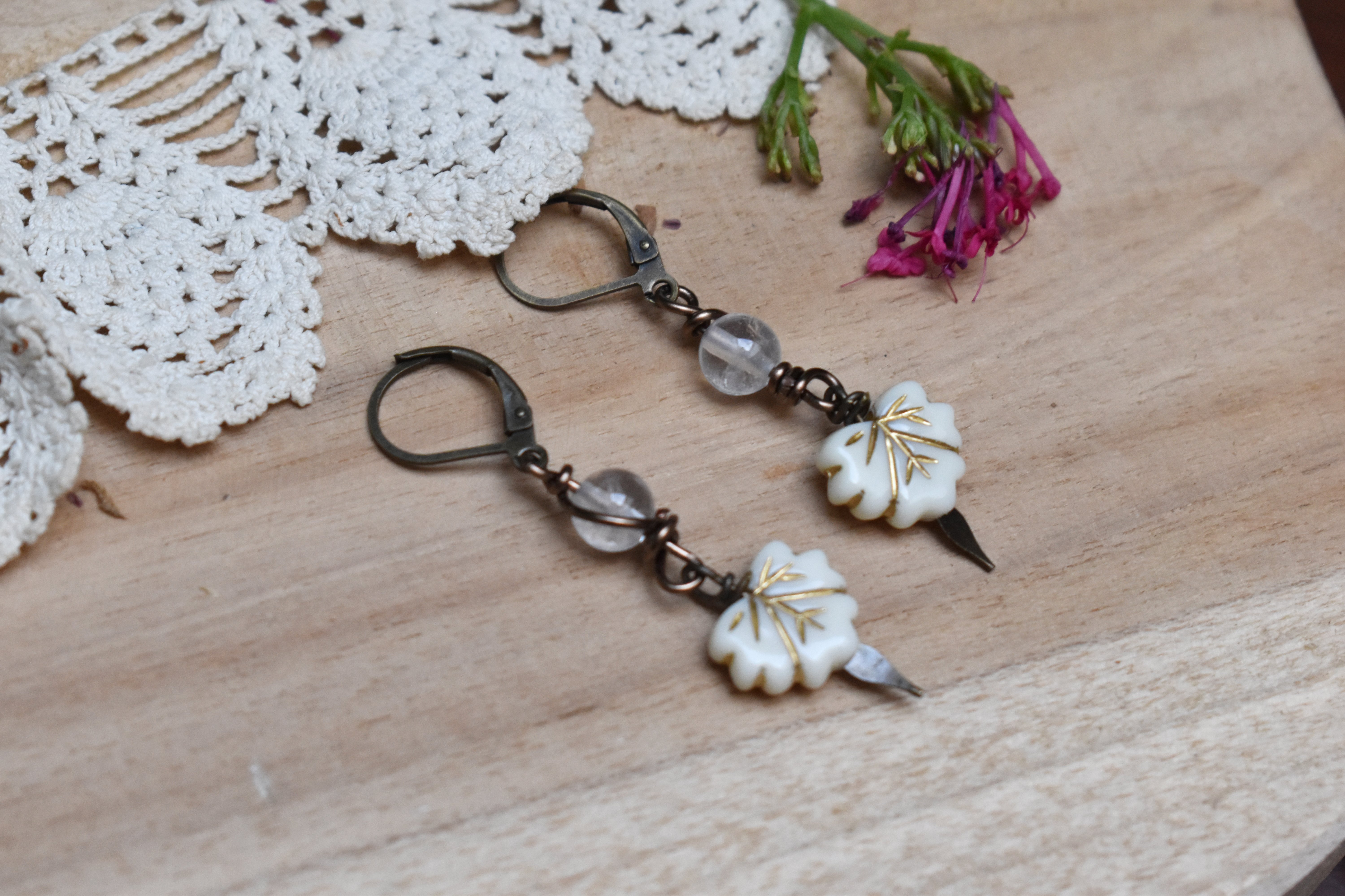 Boucles d'Oreilles ~Lyséa~ Cristal de Roche