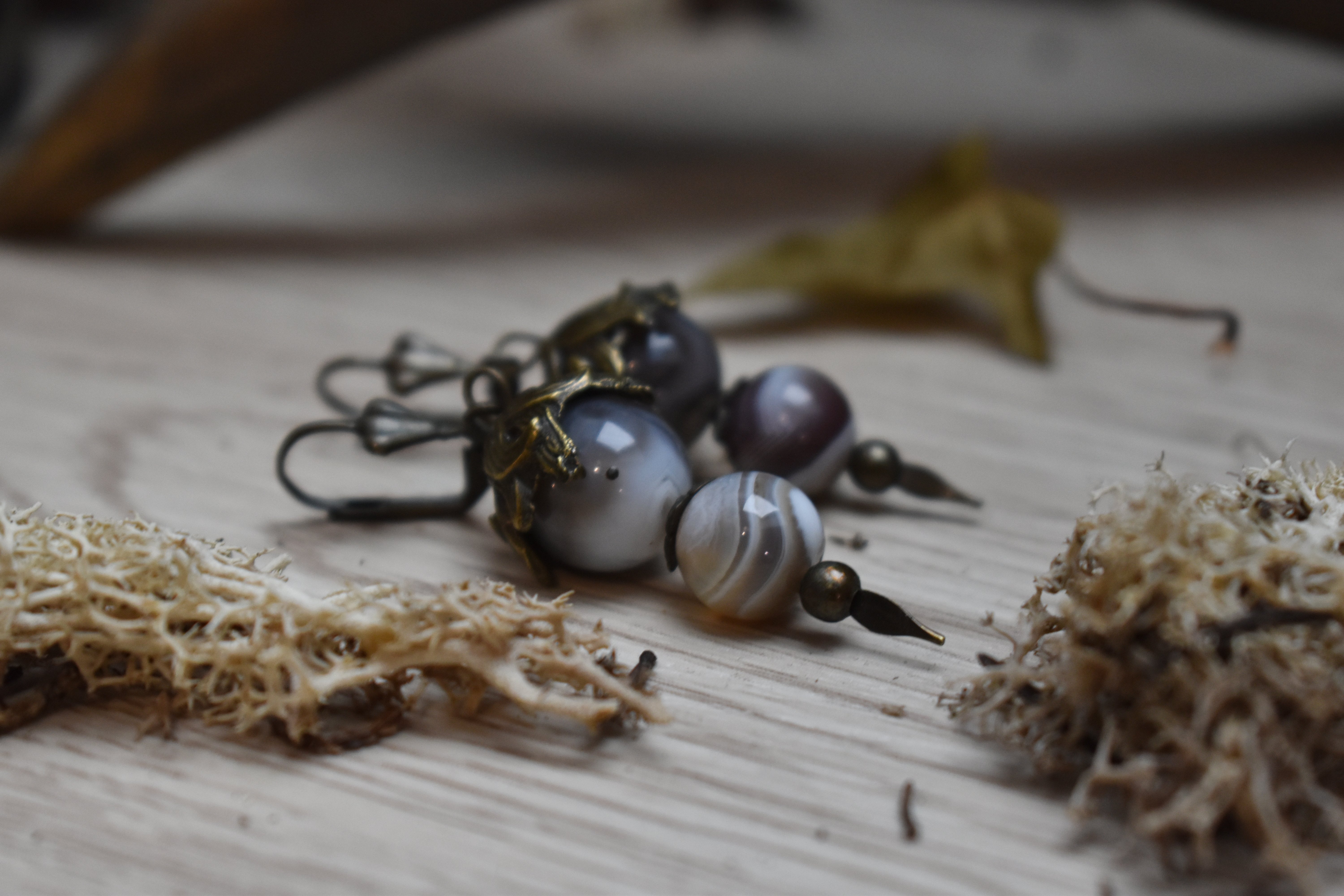 Boucles d'Oreilles ~Floralys~ Agate 