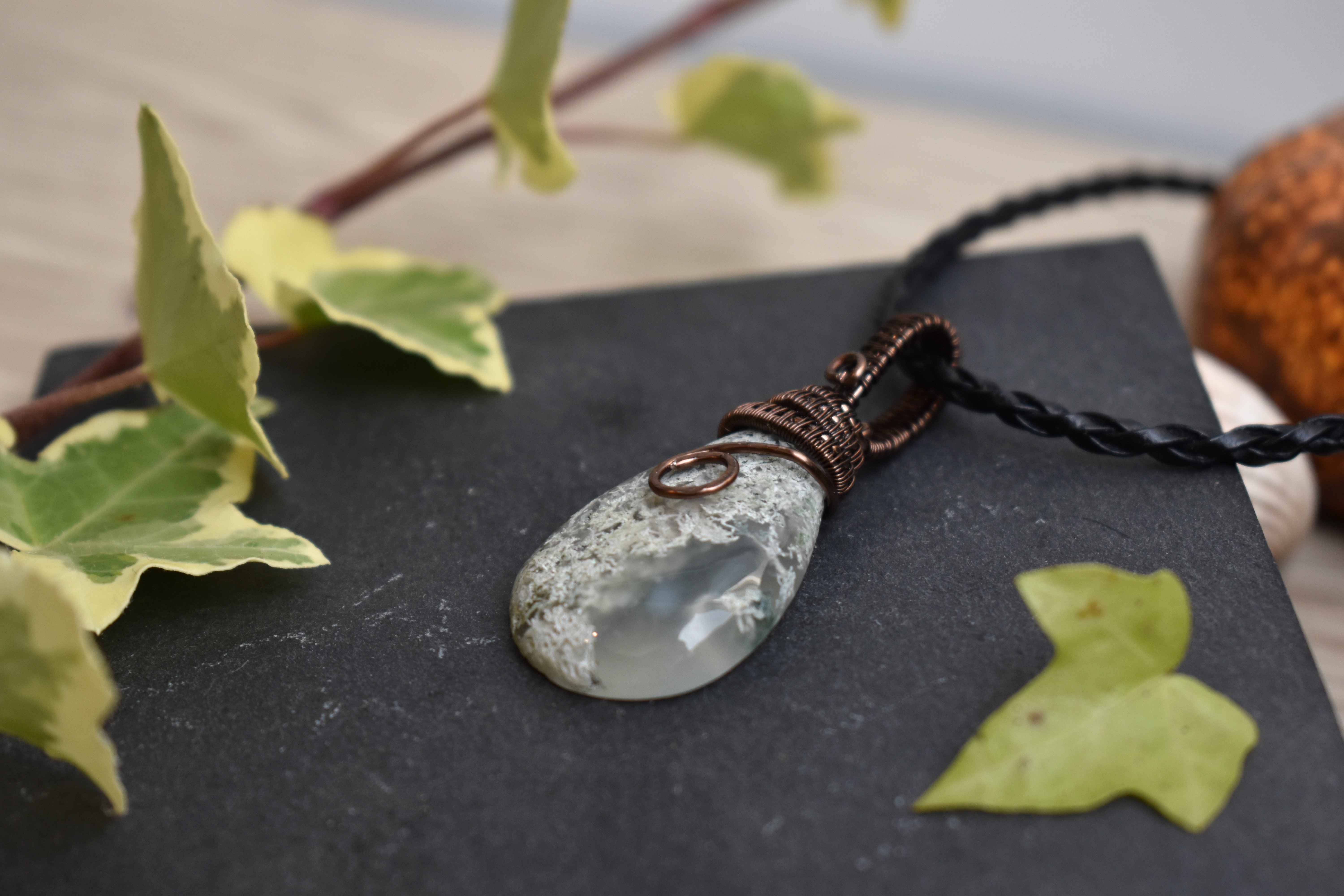 Pendentif ~Souffle du Guerrier~ Agate Mousse