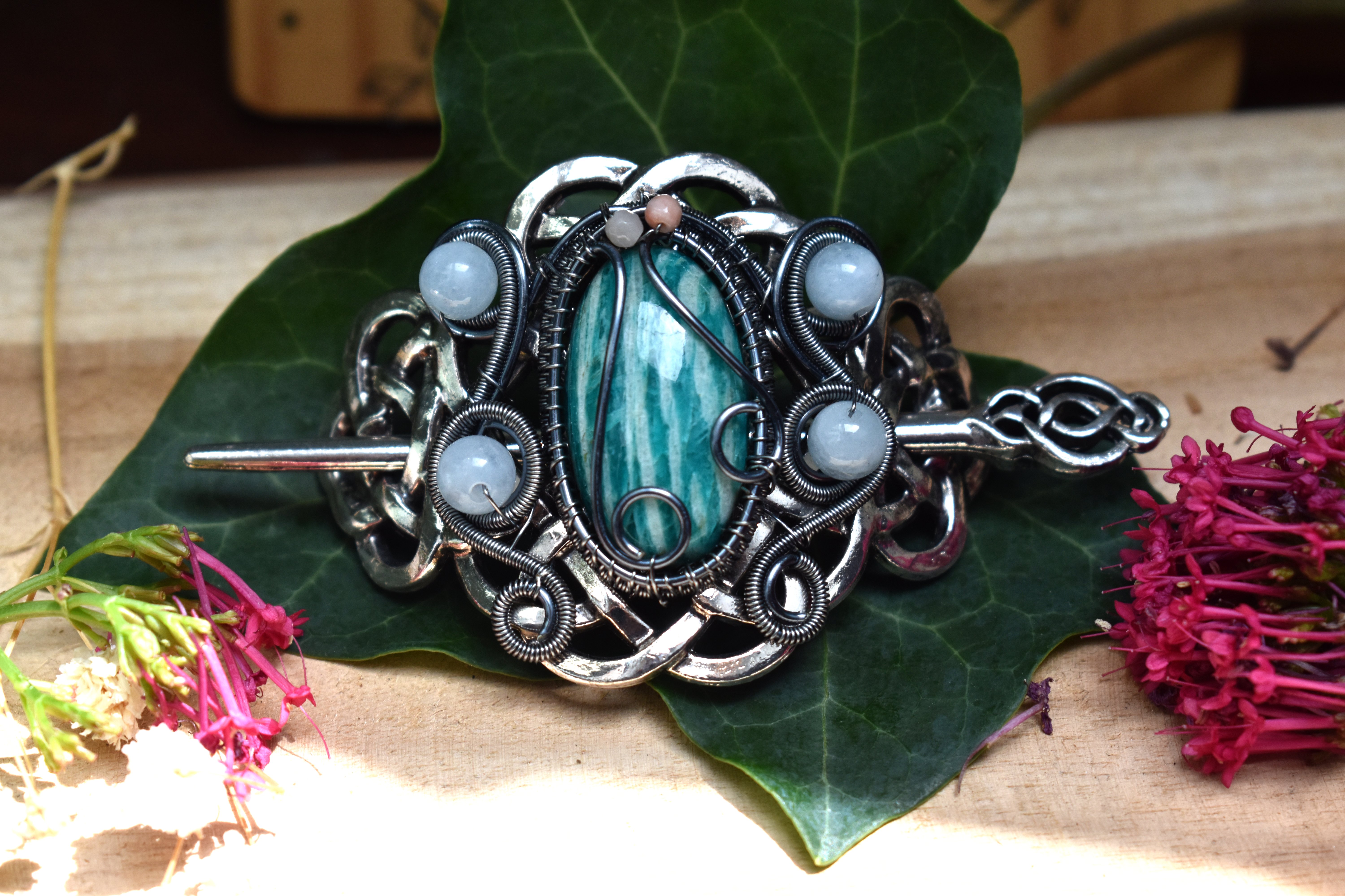 Broche à Cheveux ~Héritières d'Aubegrise~ Amazonite