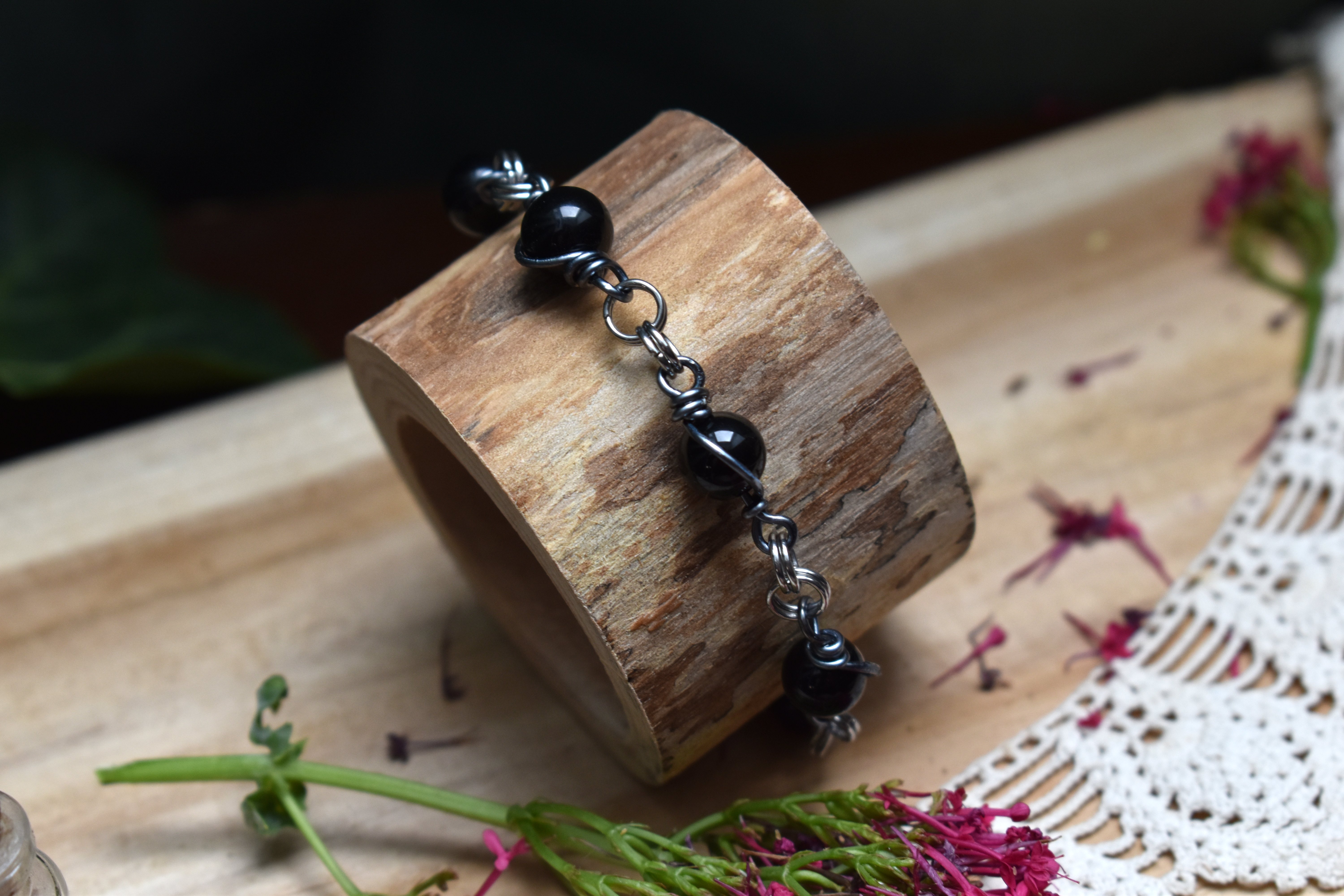 Bracelet ~Perséphone~ Obsidienne 