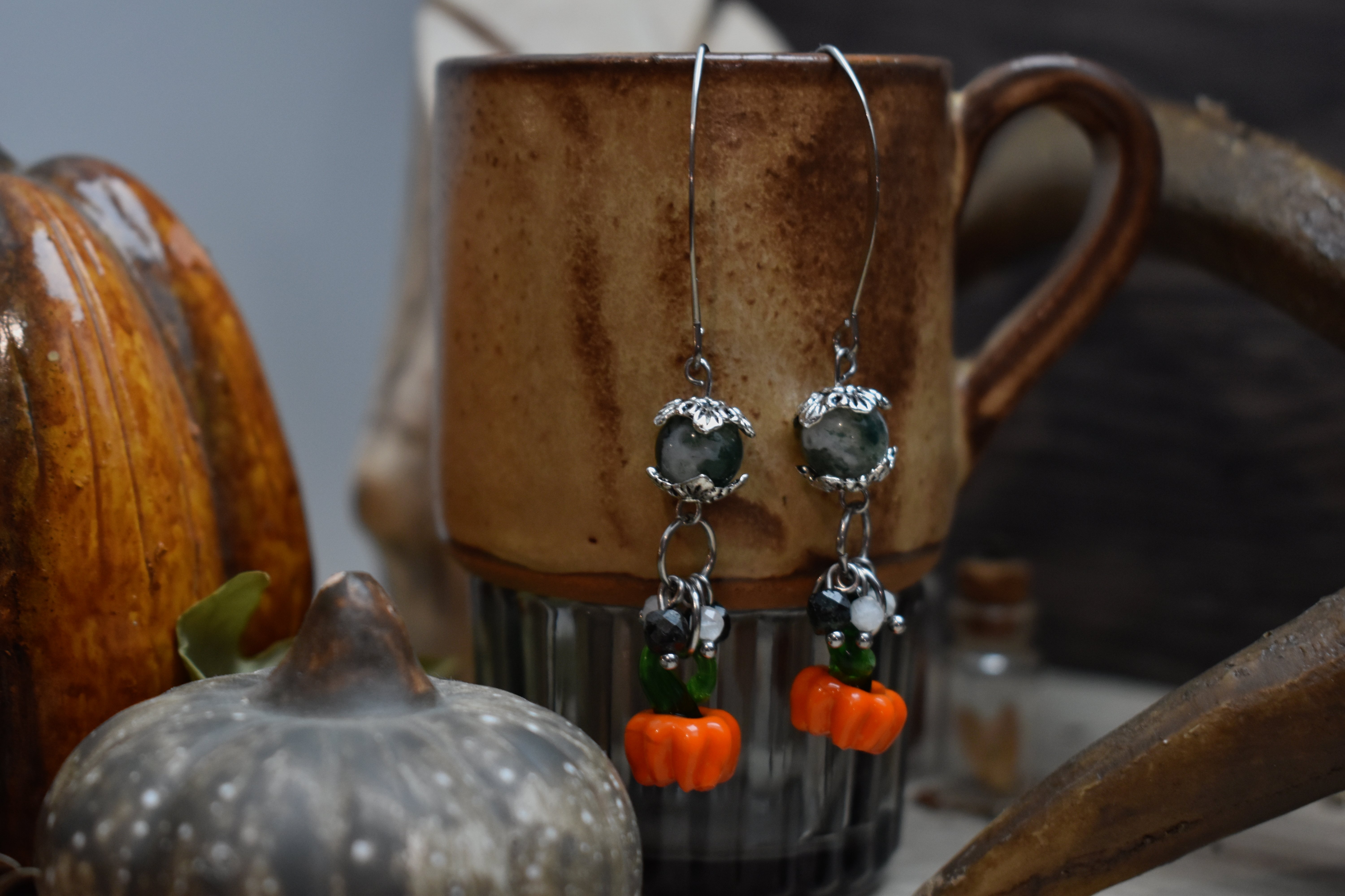 Boucles d'Oreilles ~Pumpkin~ Agate Arbre 