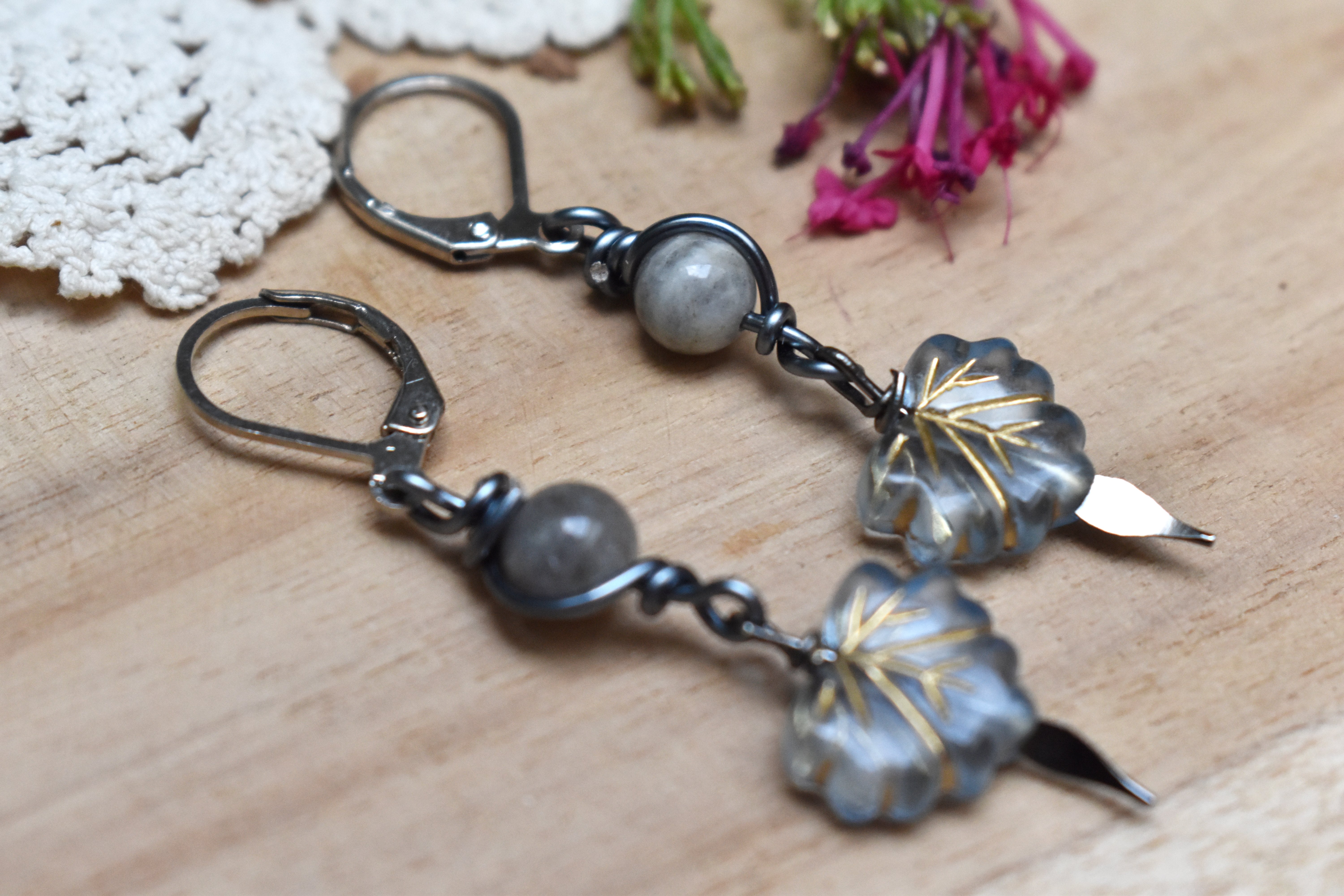 Boucles d'Oreilles ~Lyséa~ Labradorite