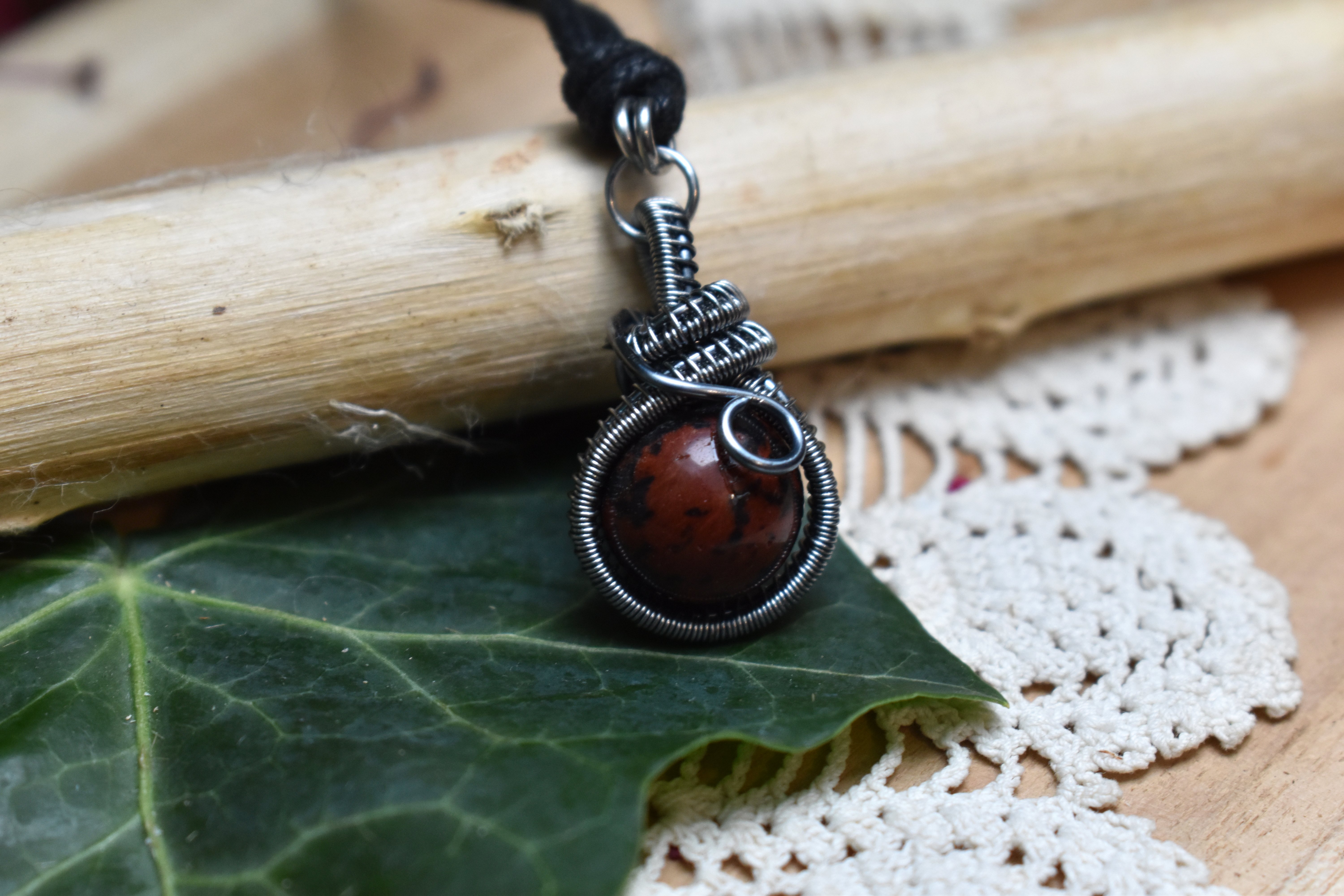 Pendentif ~Fidget~ Obsidienne Acajou